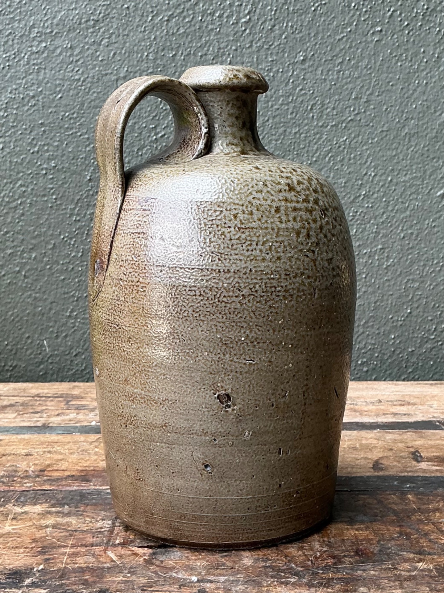 Antique Glazed Ceramic Jug - Side view