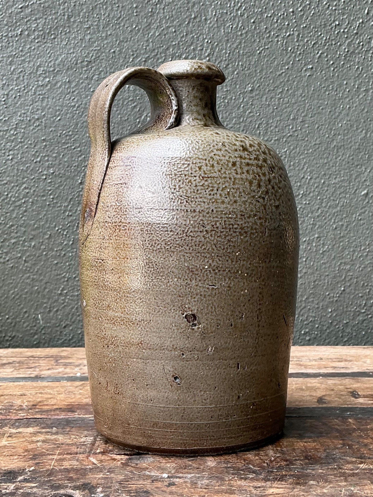 Antique Glazed Ceramic Jug - Top view