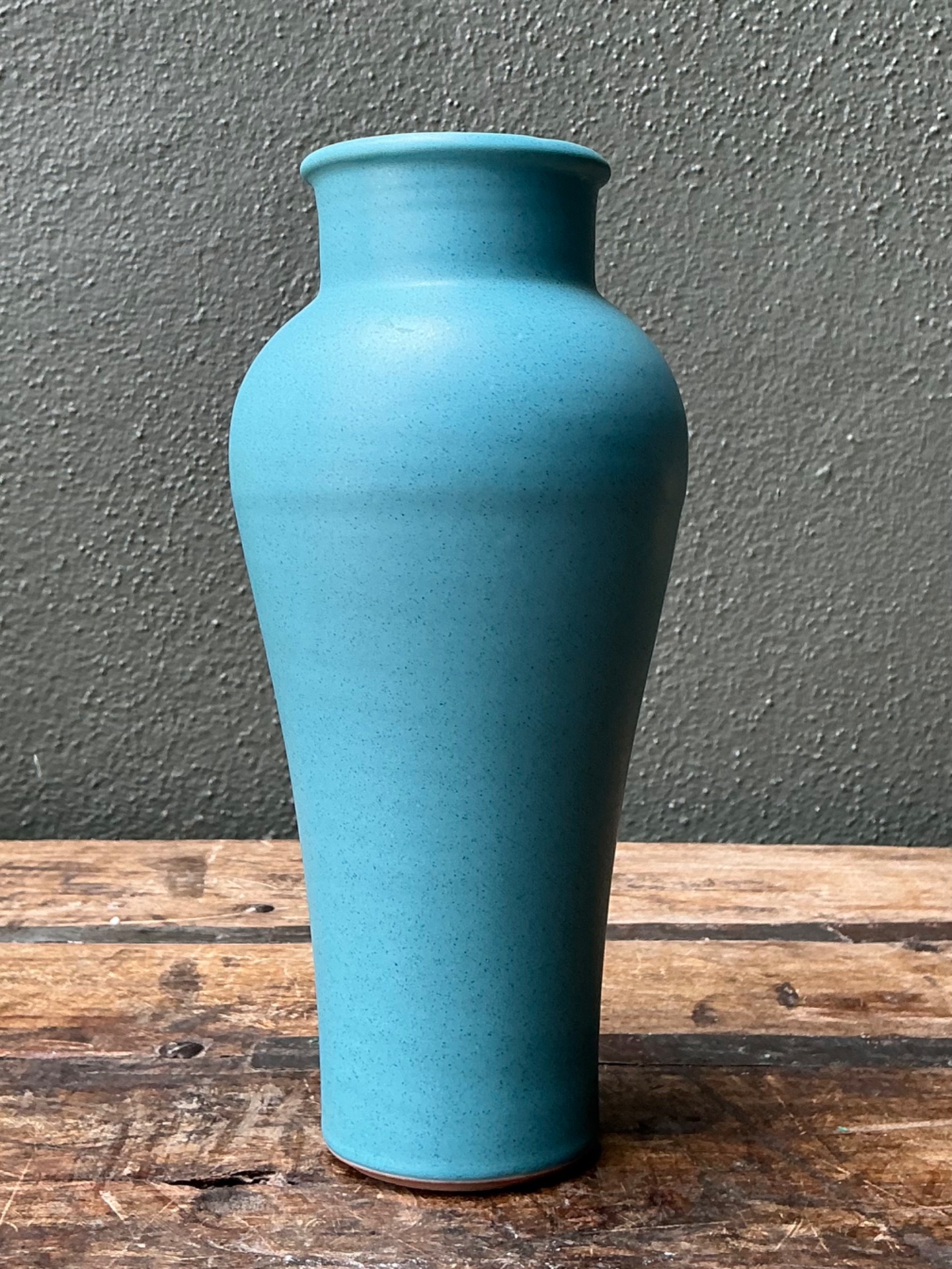 Vintage Studio Pottery Blue Vase - Side view