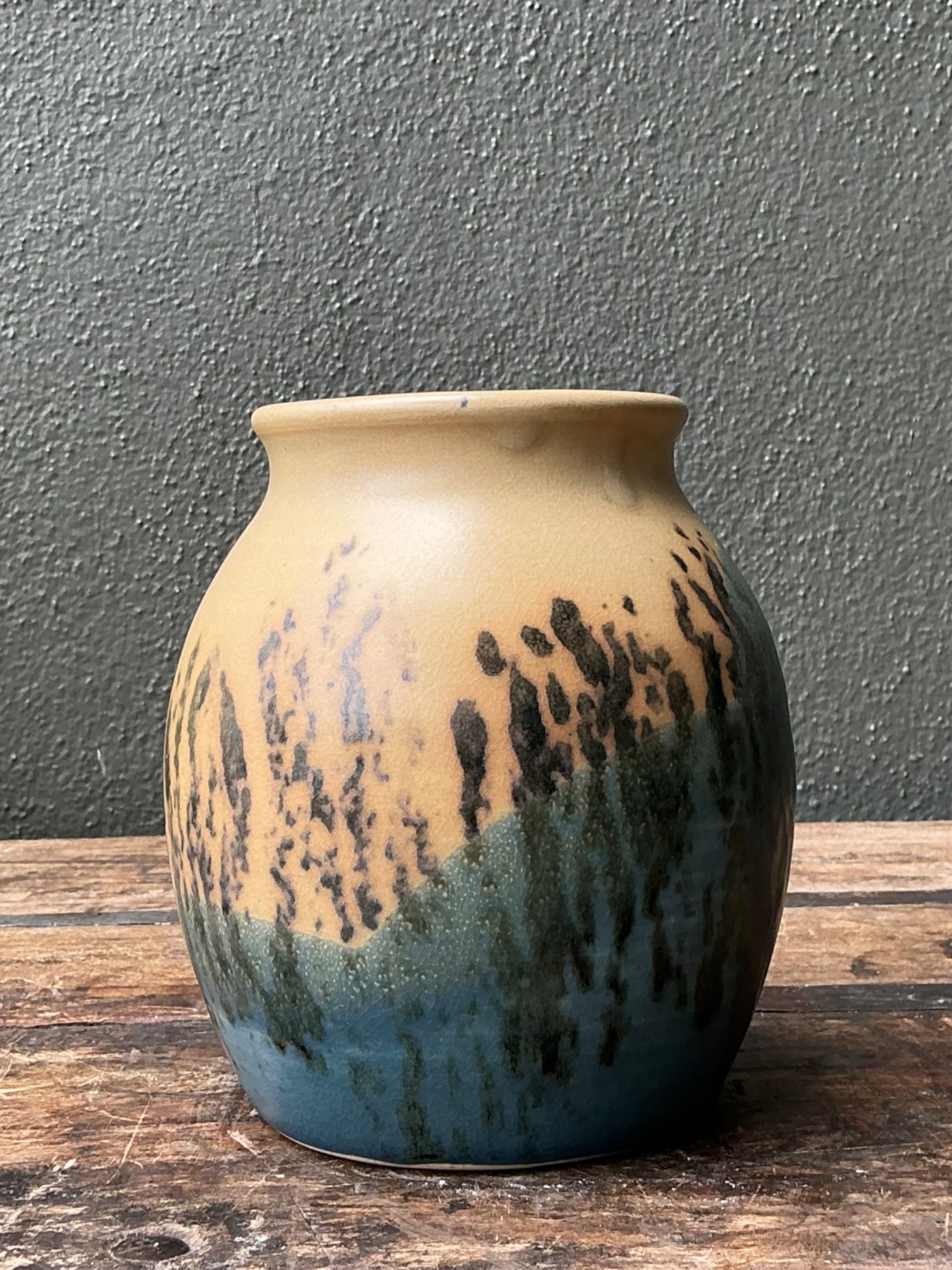 Vintage Studio Pottery Glazed Ceramic Vase - Back view