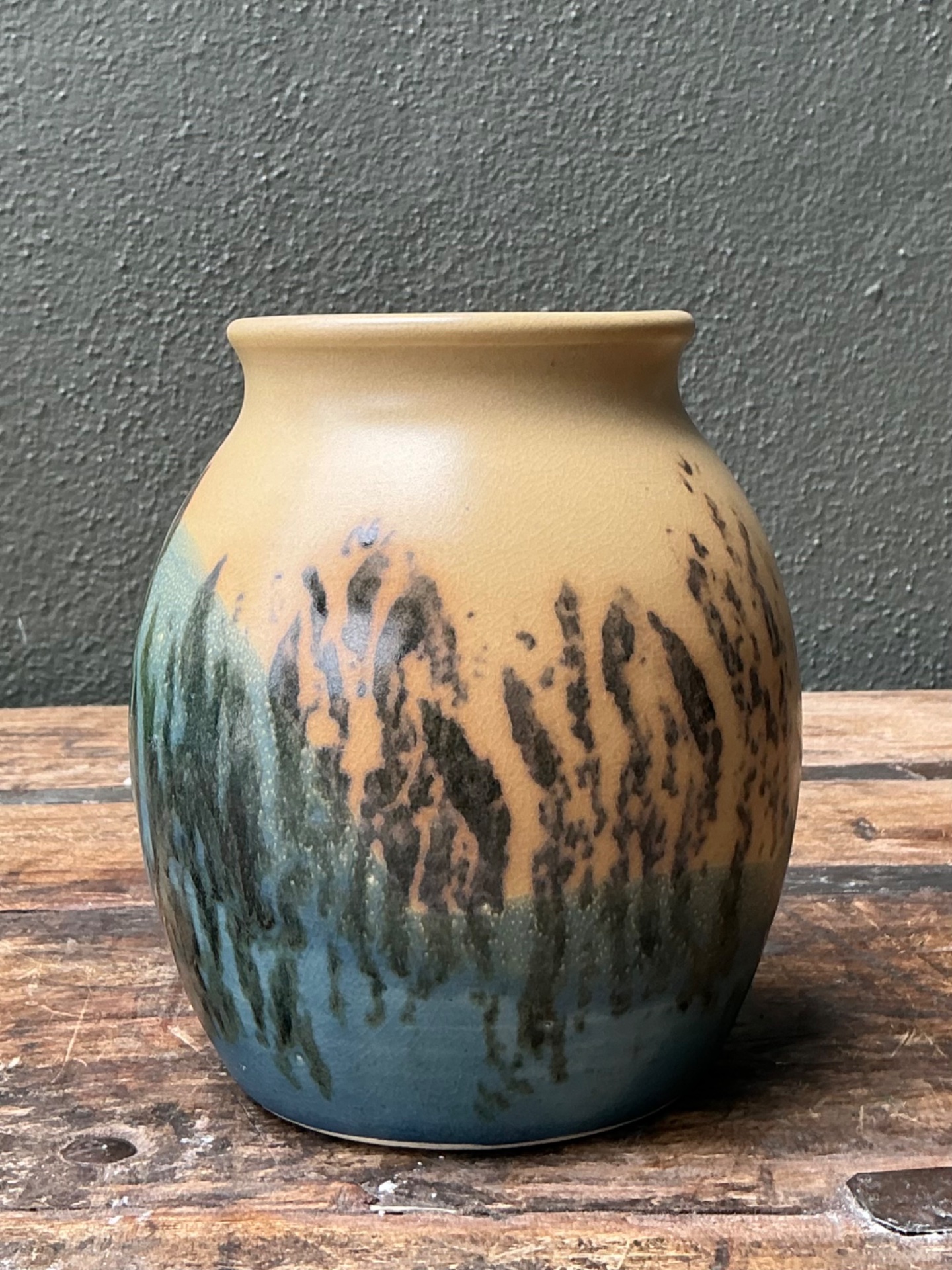 Vintage Studio Pottery Glazed Ceramic Vase - Side view