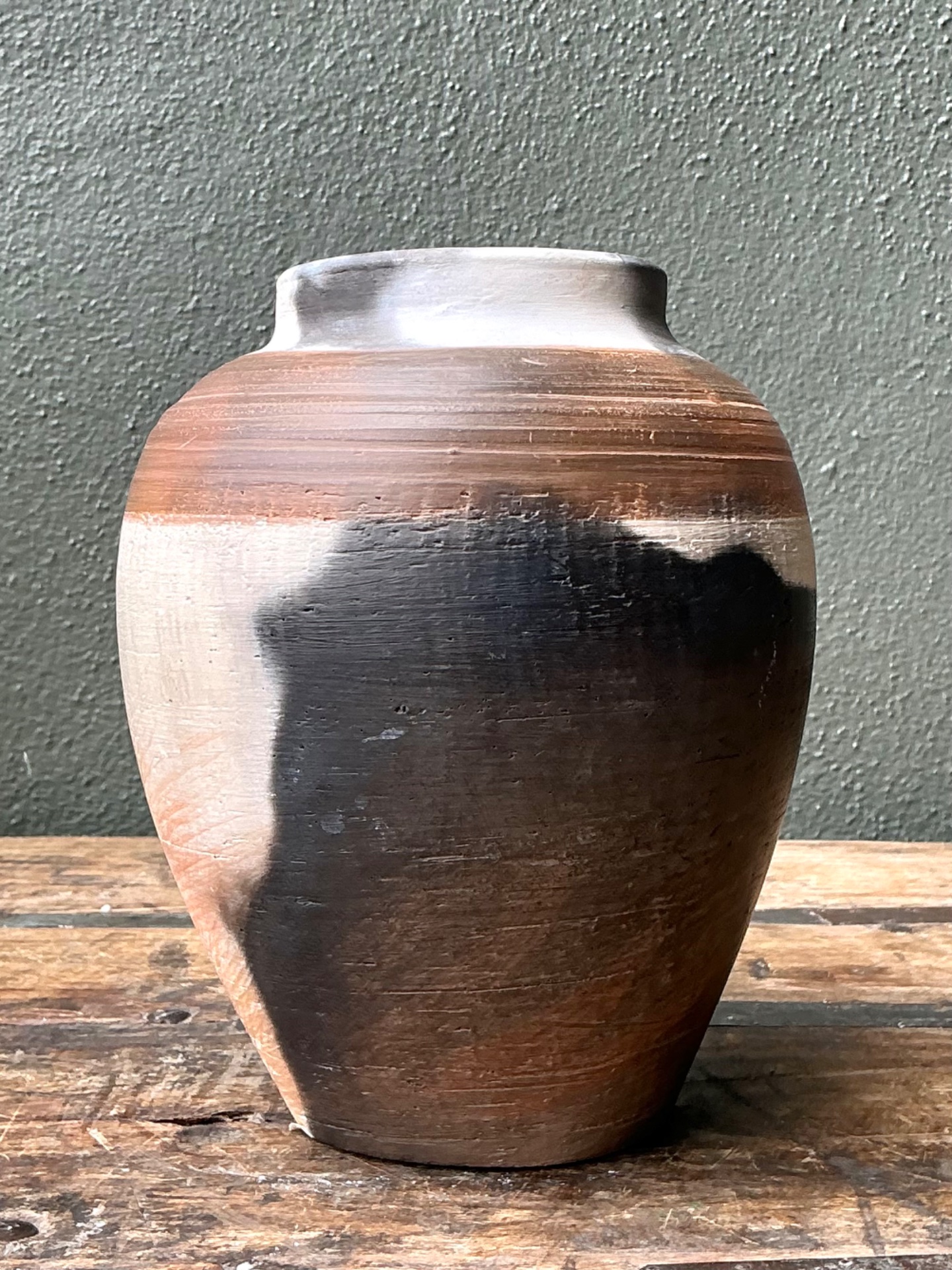 Vintage Studio Pottery Burnished Ceramic Vase - Side view