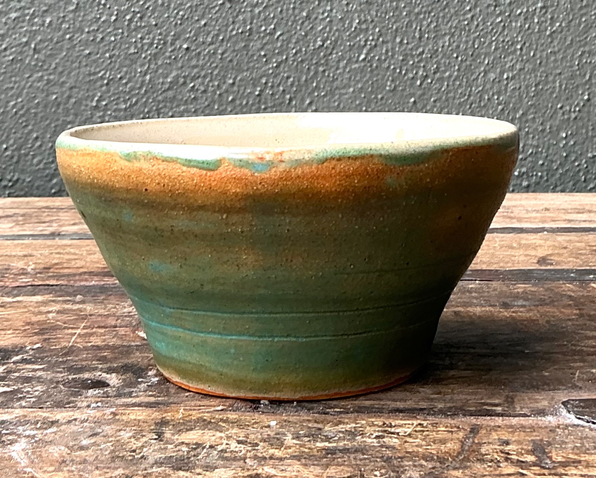 Vintage Studio Pottery Green Bowl - Top view