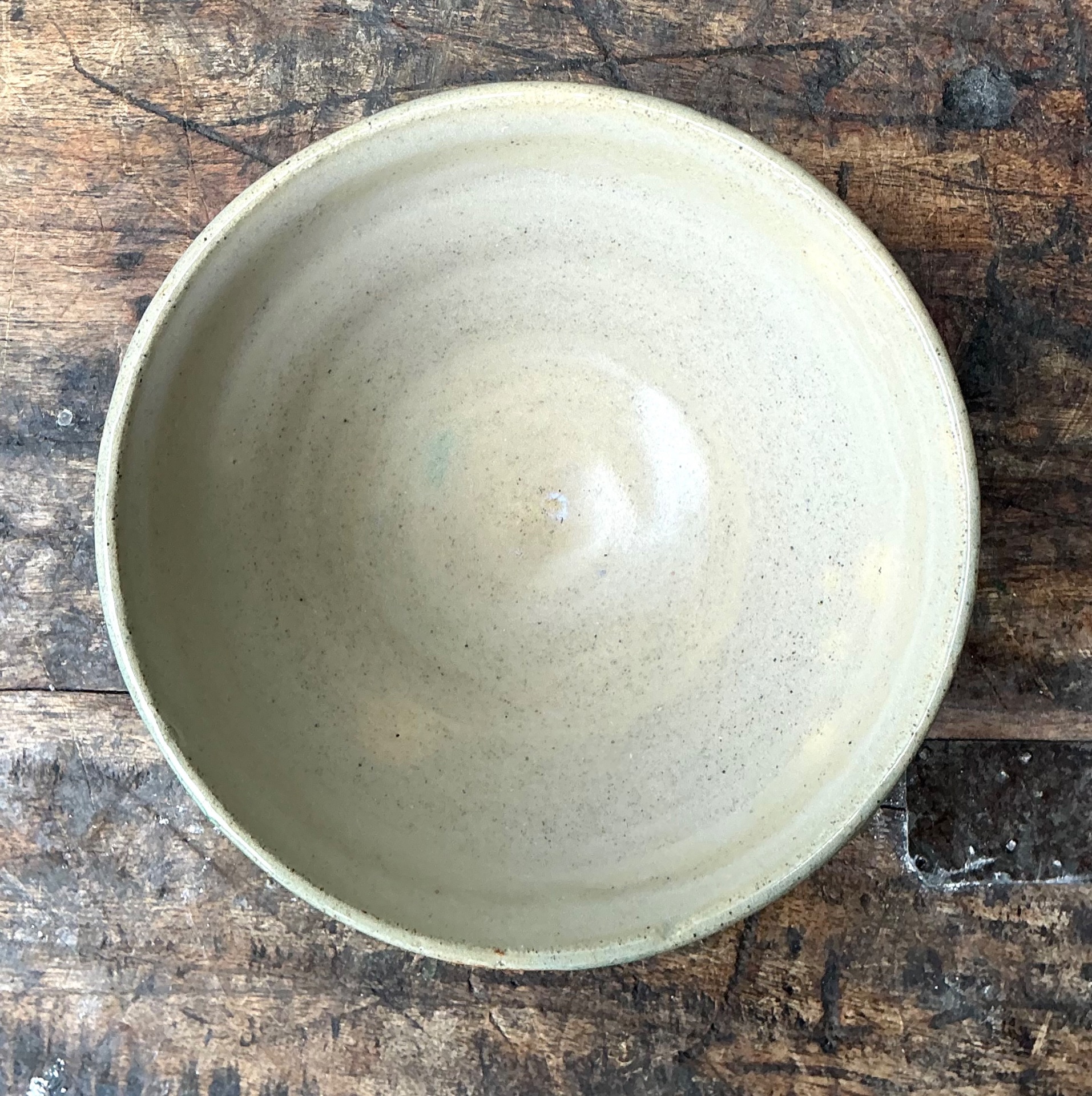 Vintage Studio Pottery Green Bowl - Back view