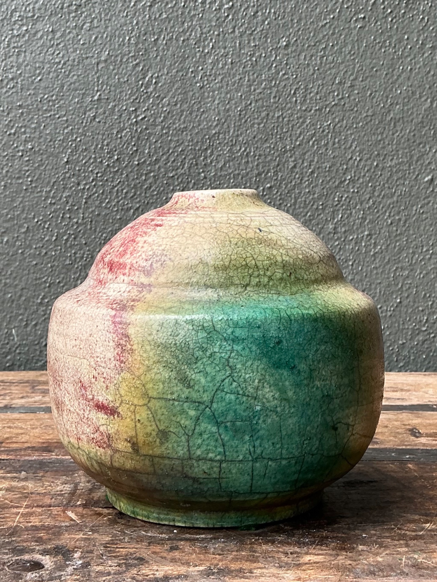 Vintage Abstract Glazed Ceramic Vessel - Detail view
