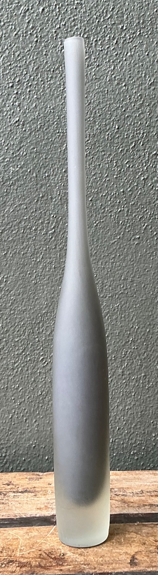 Vintage Tall Frosted Glass Vase - Side view