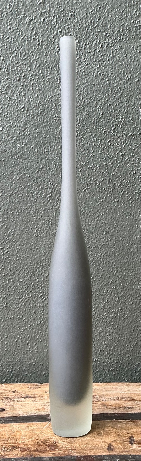 Vintage Tall Frosted Glass Vase - Back view