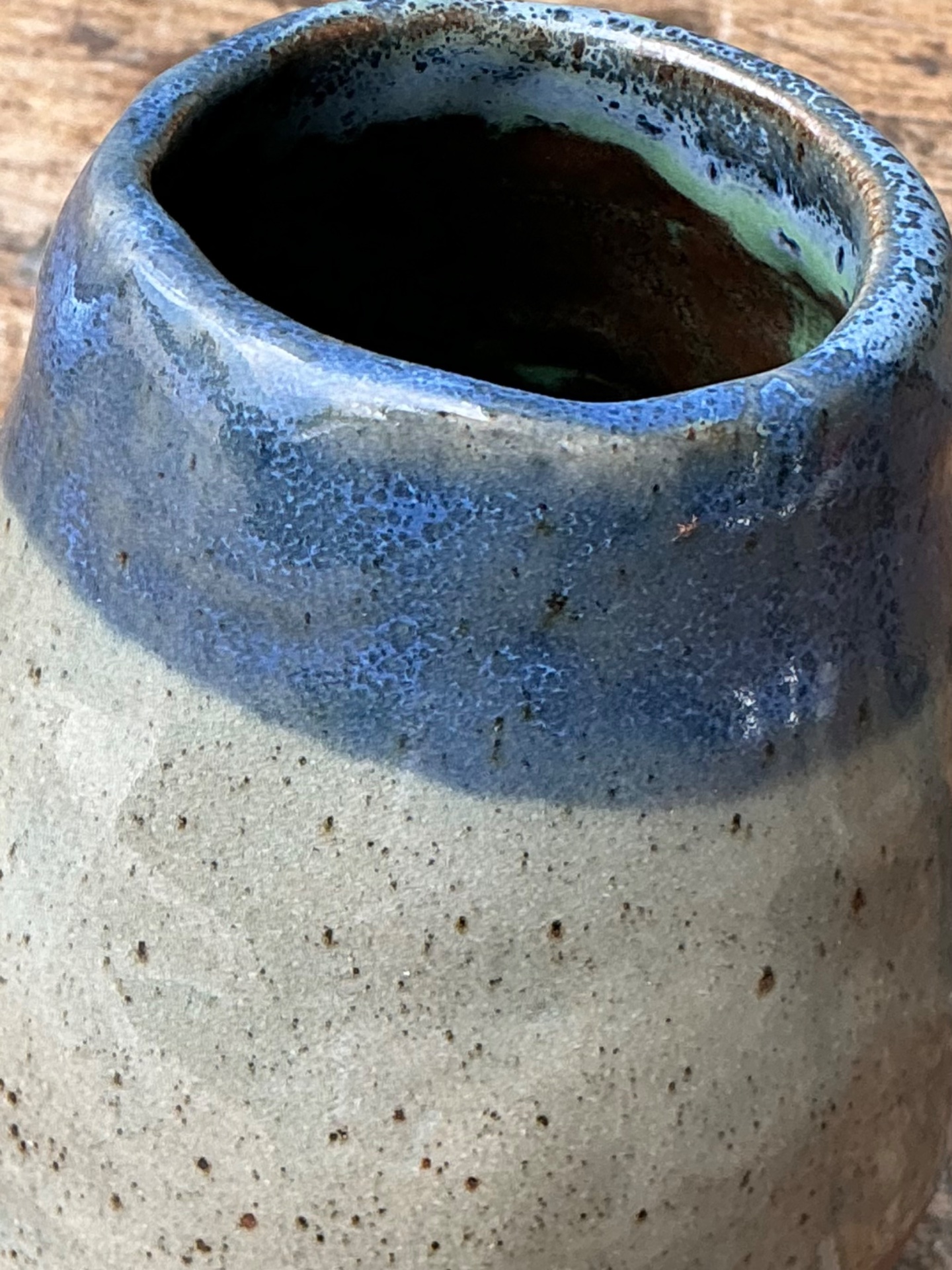 Vintage Blue and Gray Ceramic Vase - Detail view
