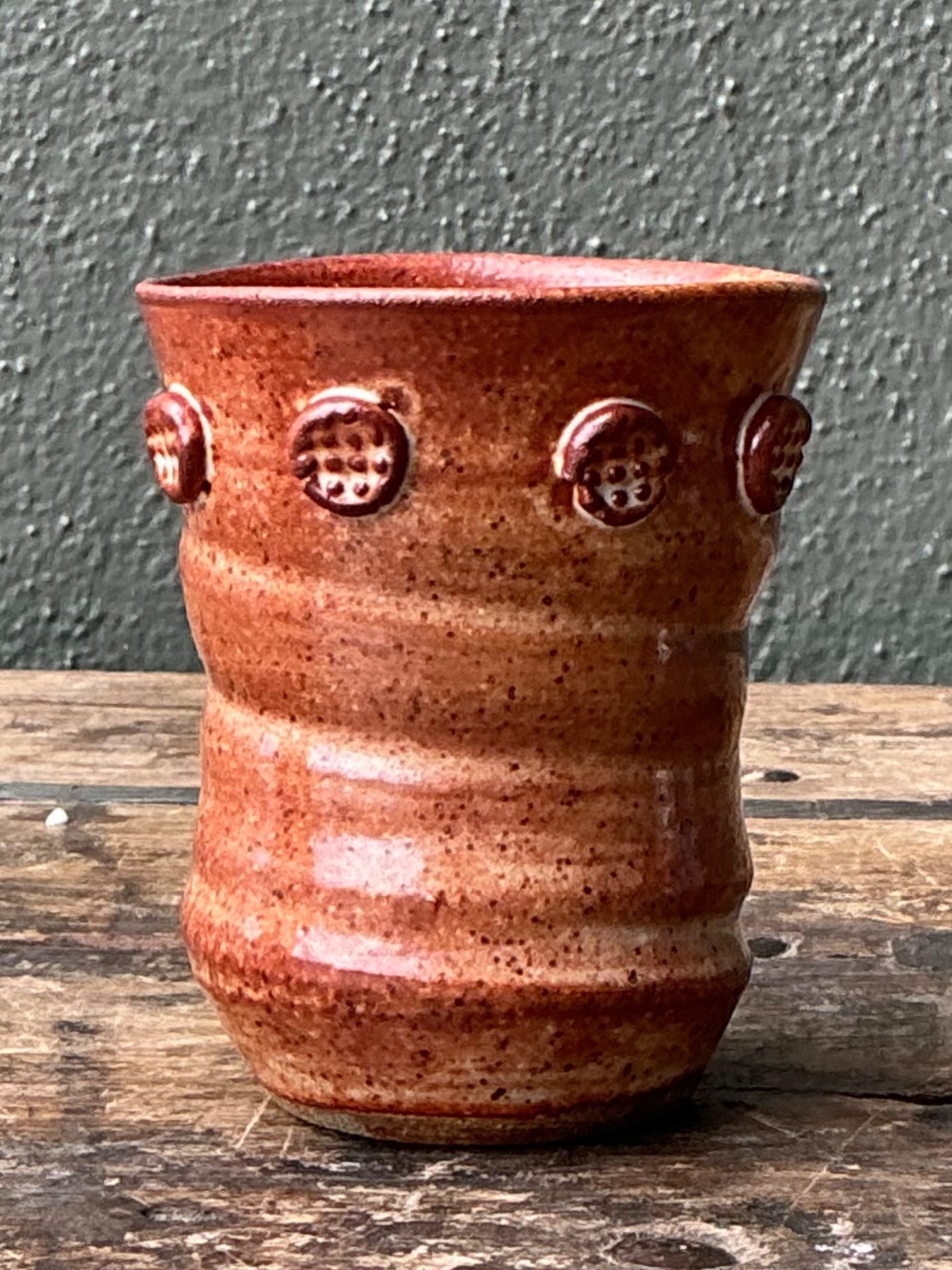 Vintage Studio Pottery Textured Ceramic Vase - Side view