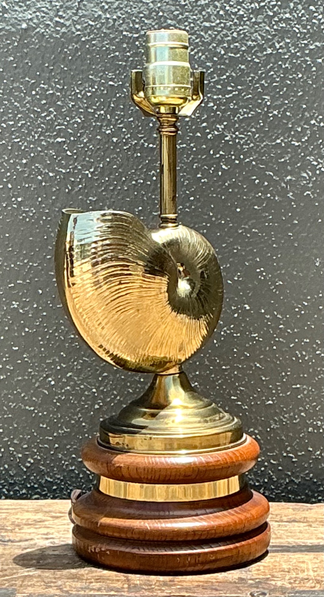 Vintage Brass Nautilus Shell Table Lamp - Back view