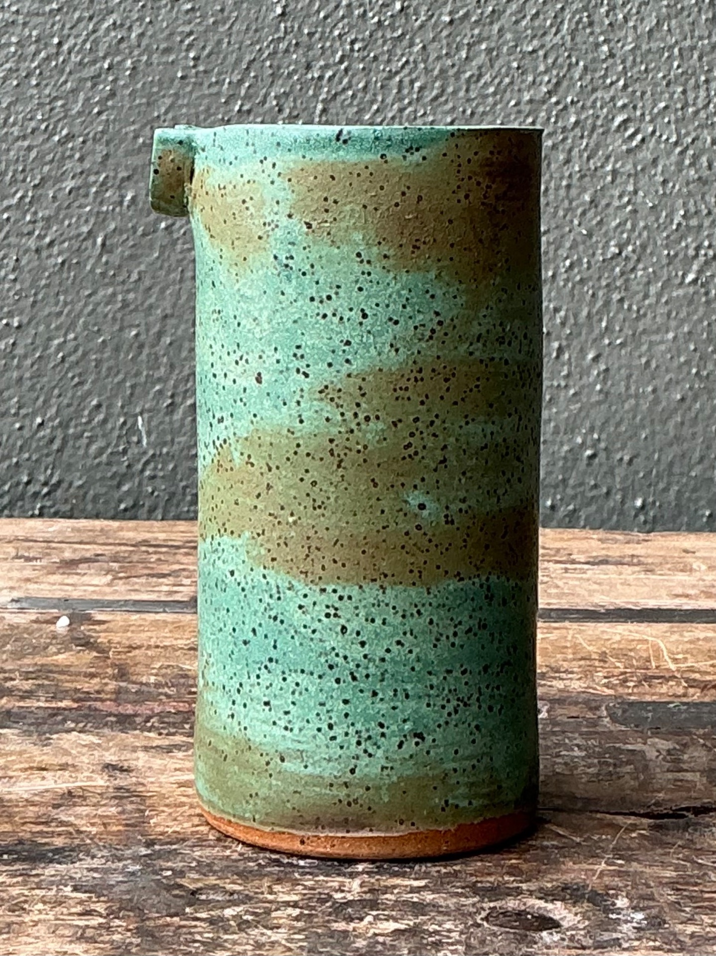 Vintage Green Spout Ceramic Vase - Detail view