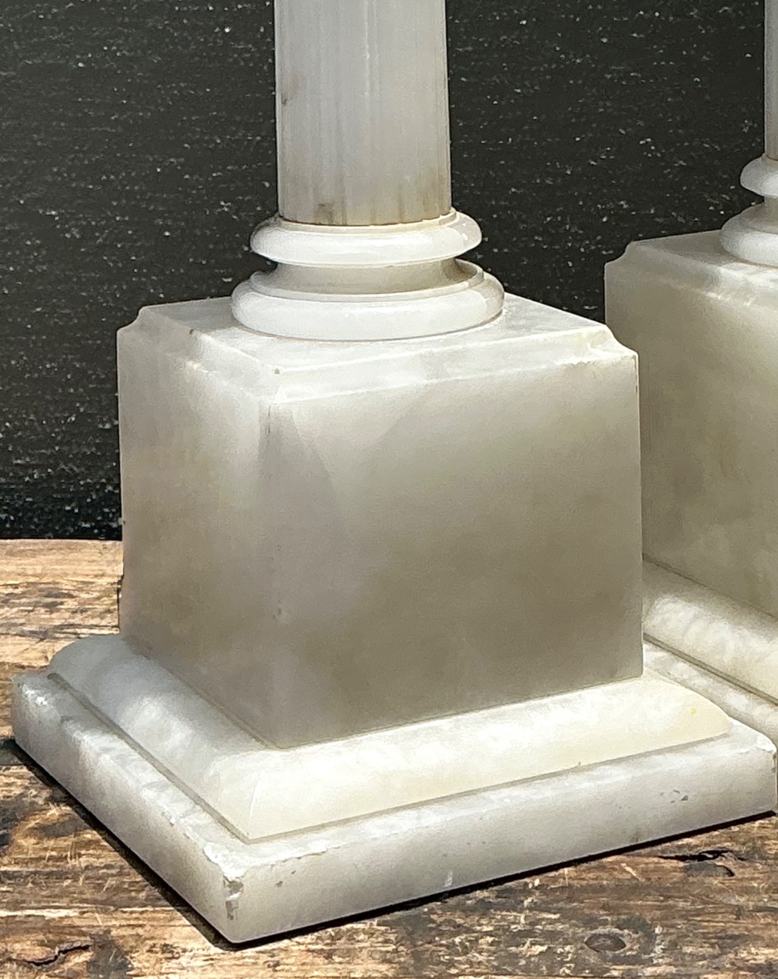 Vintage Alabaster Column Table Lamps - A Pair - Back view