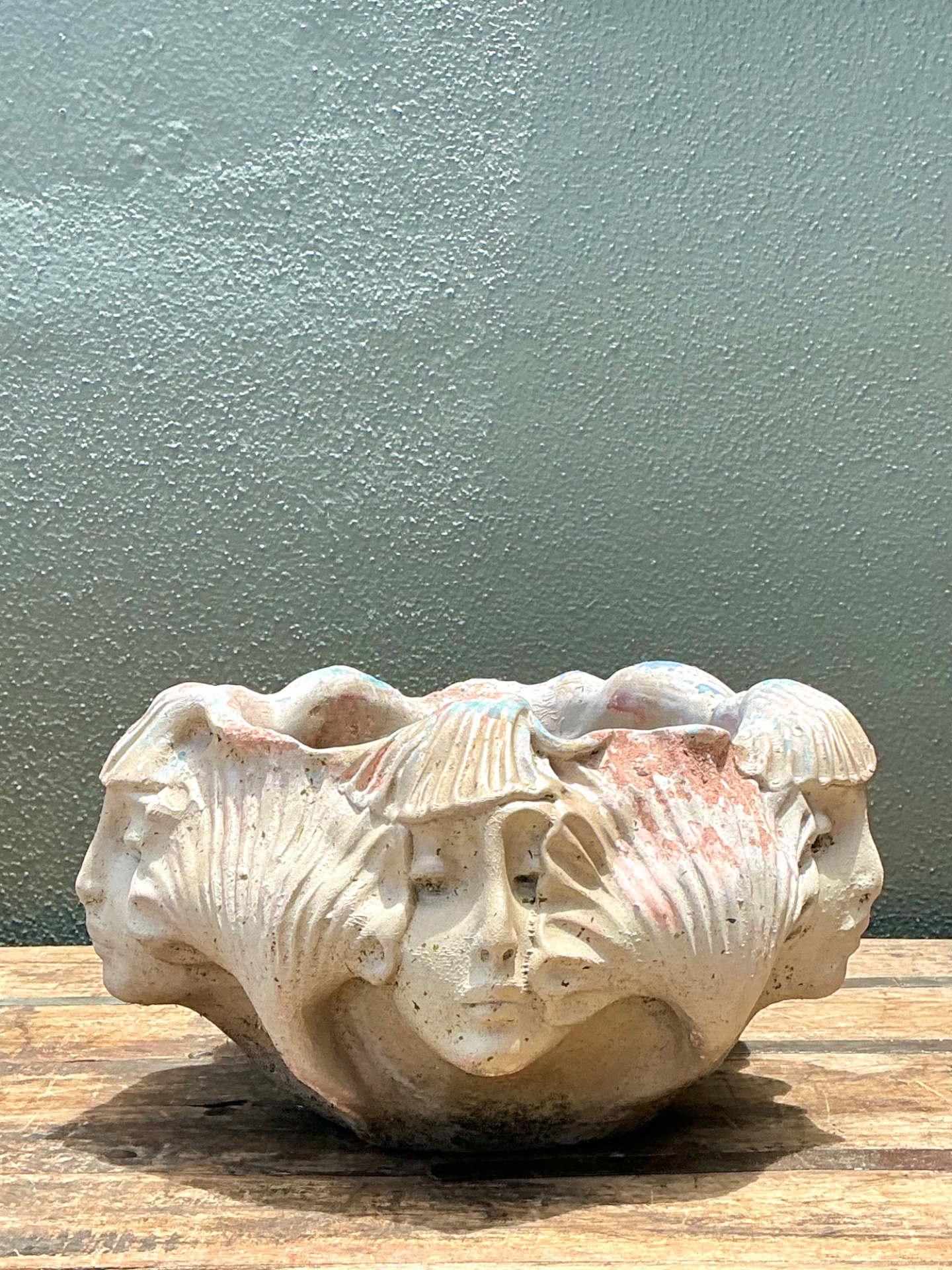 Vintage Ceramic Face Motif Bowl - Detail view