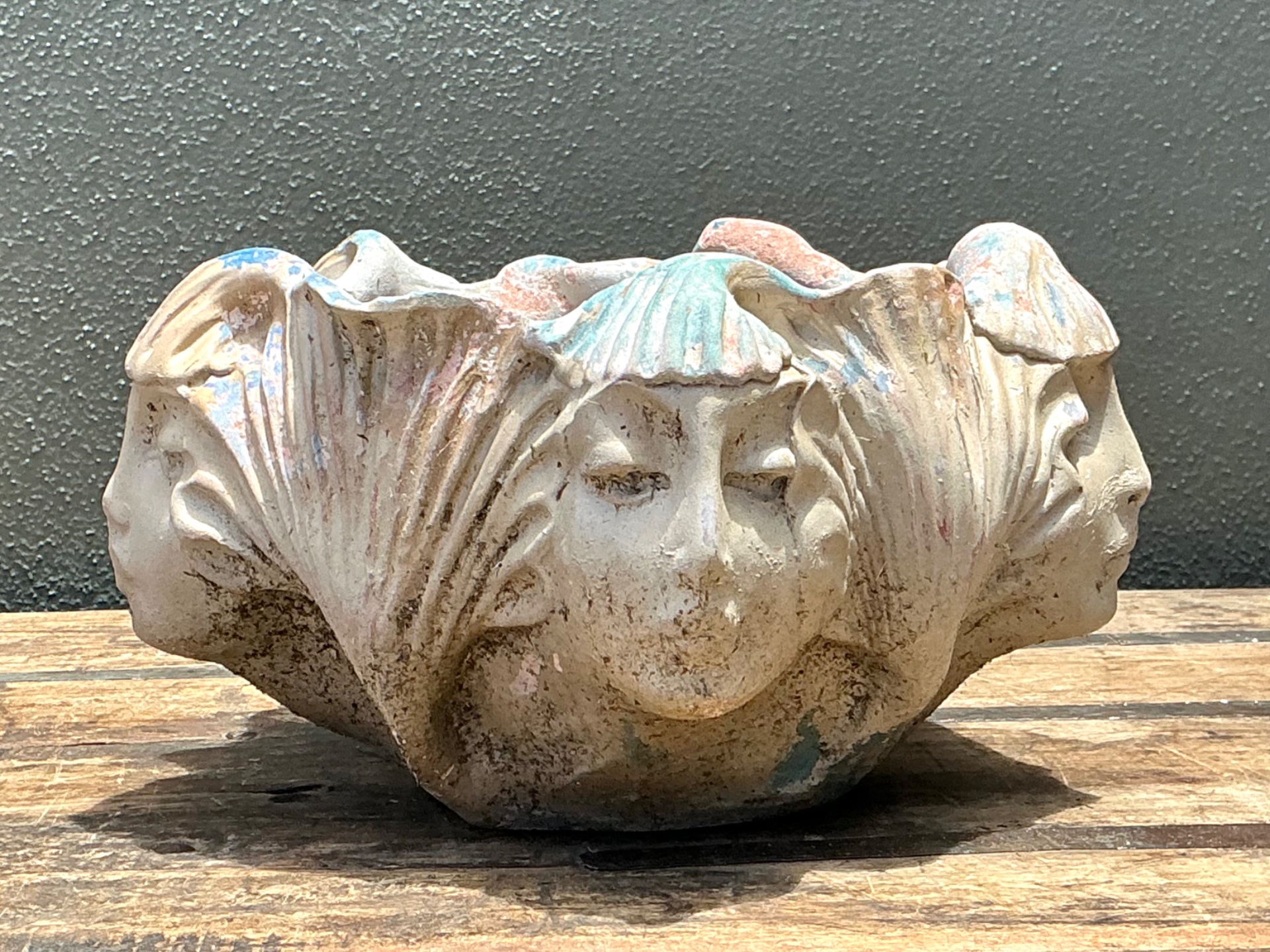 Vintage Ceramic Face Motif Bowl - Side view