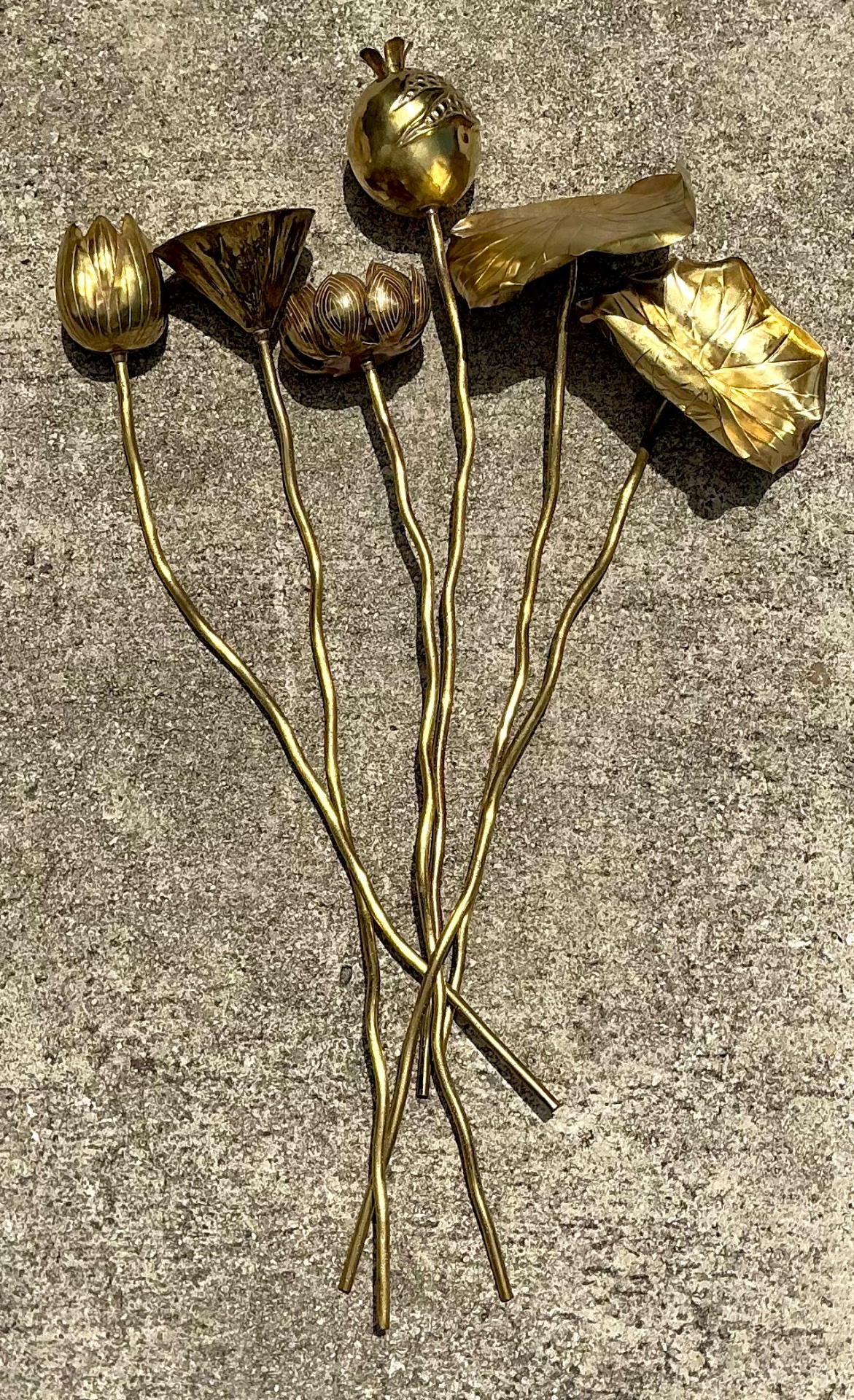Vintage Brass Botanical Stems - Top view