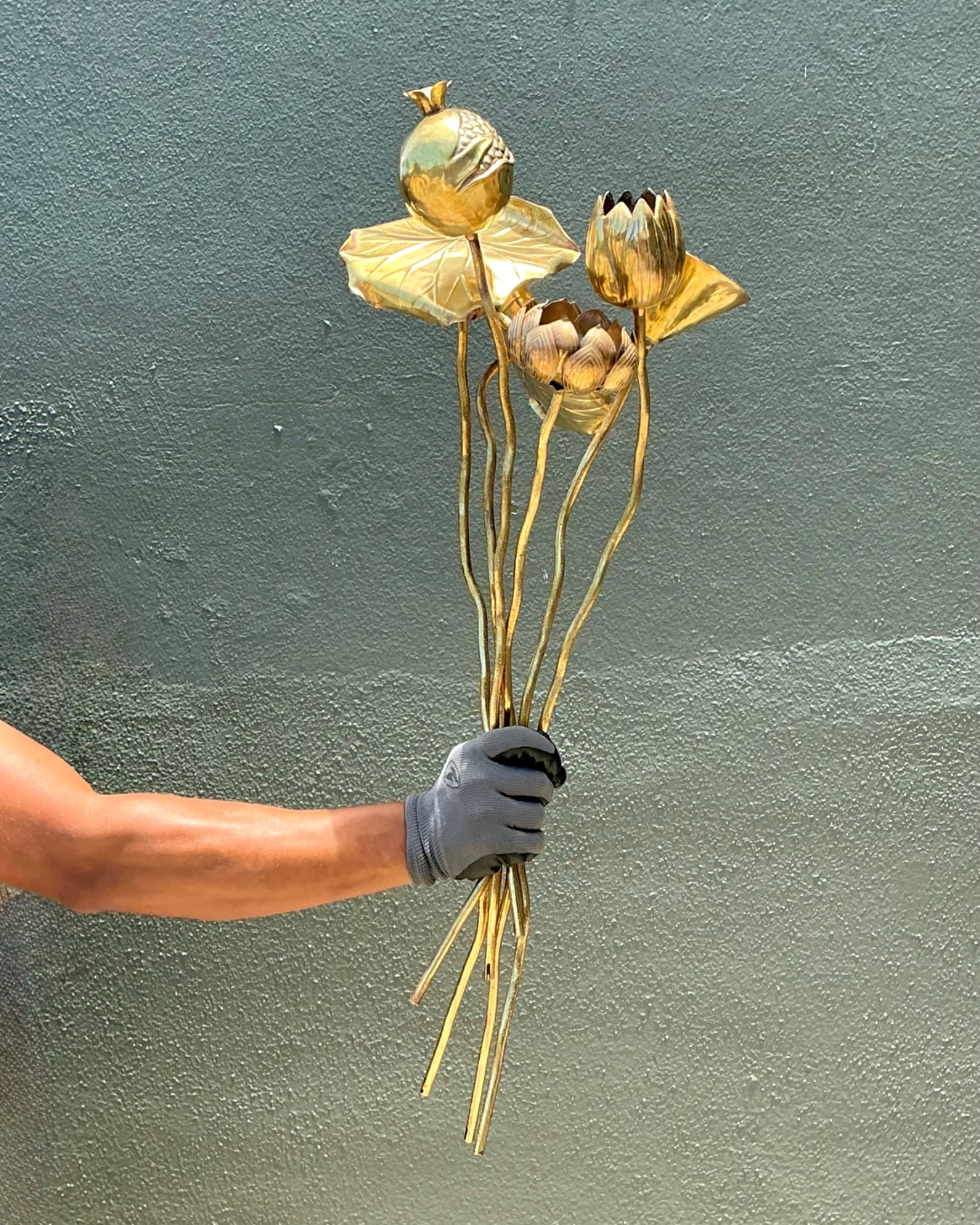 Vintage Brass Botanical Stems - Back view