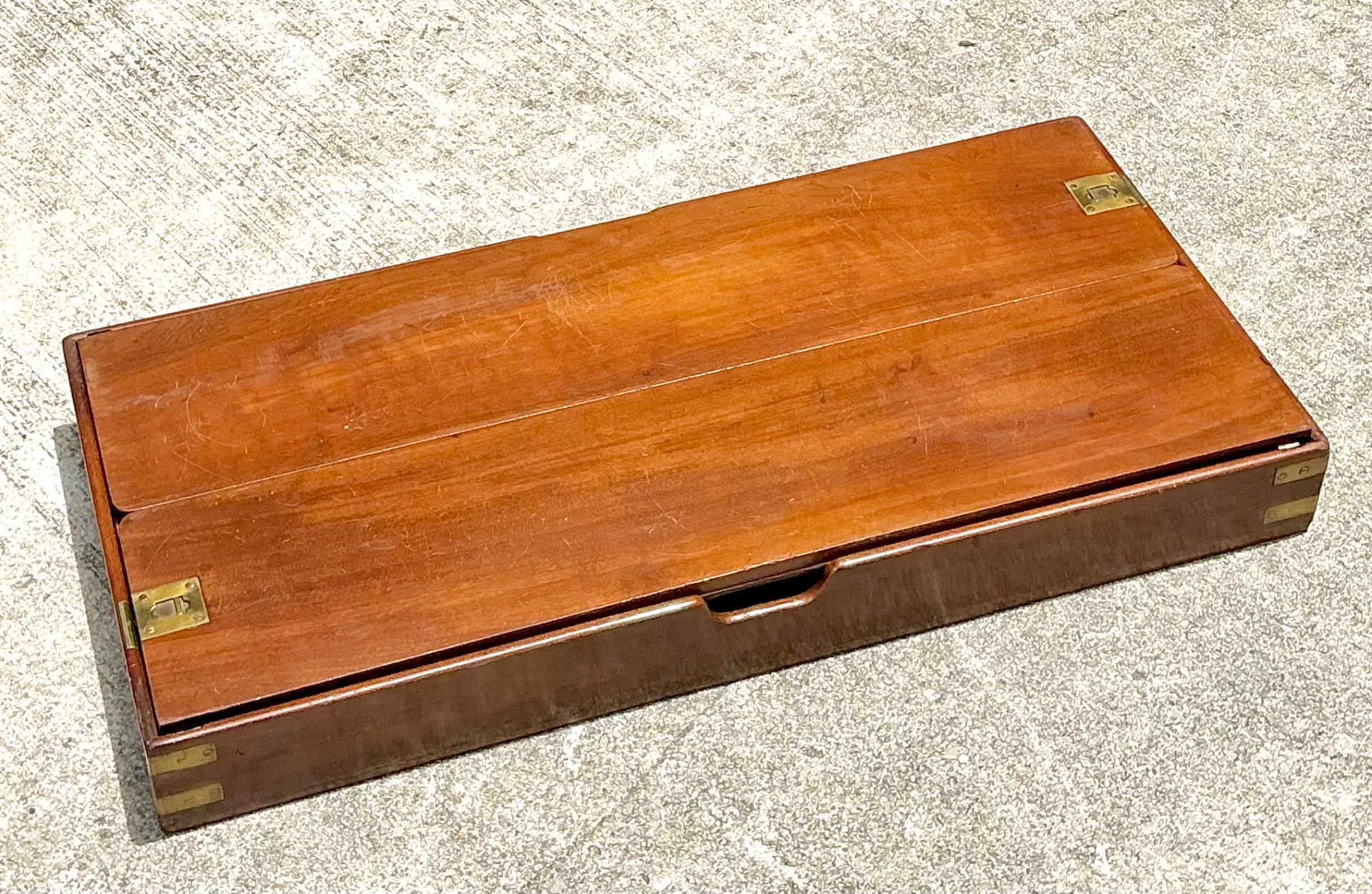 Vintage English Collapsible Flip Top Campaign Game Table - Top view