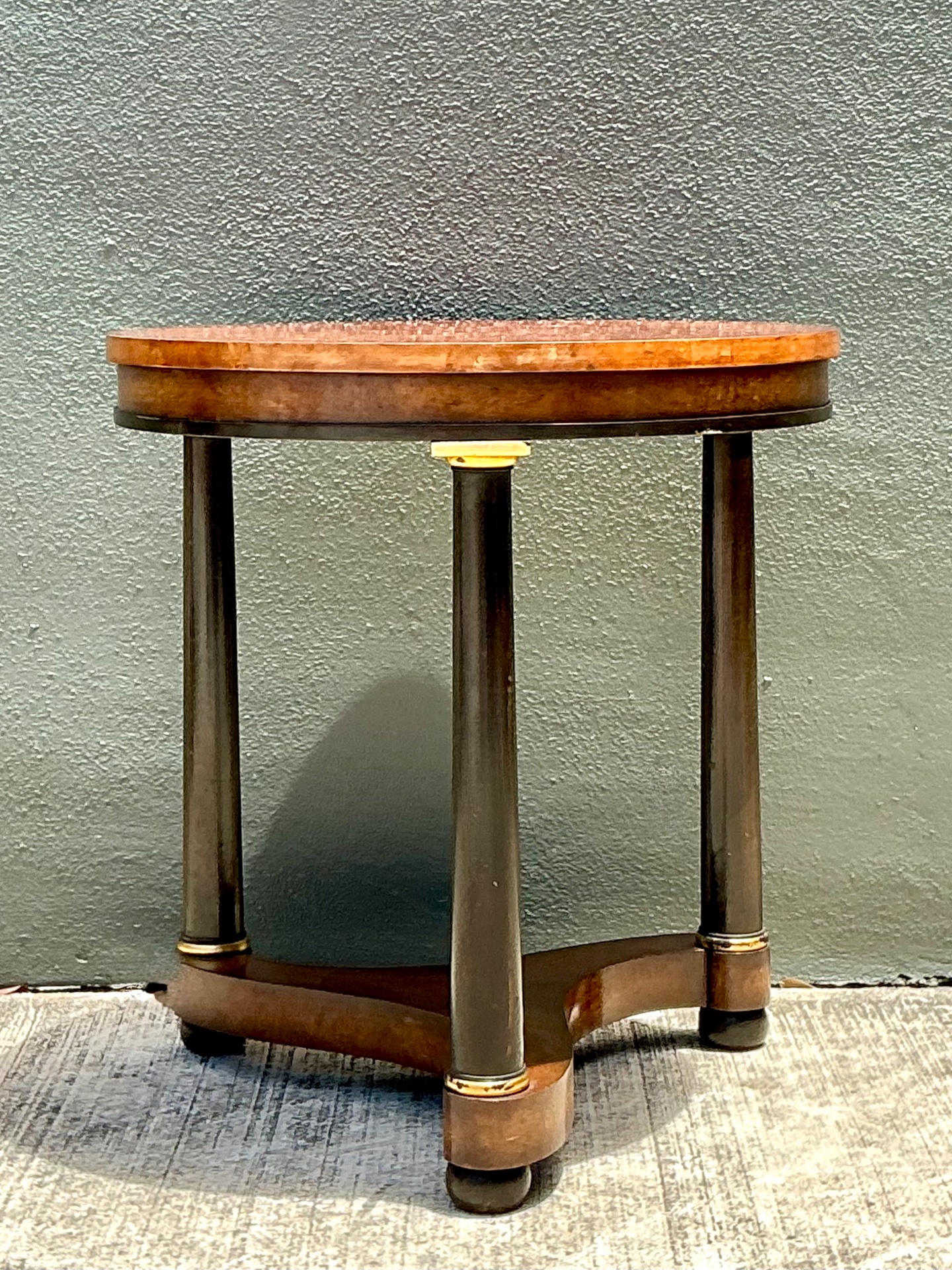 Vintage Richel Muebles Neoclassical Burl Side Table - Back view