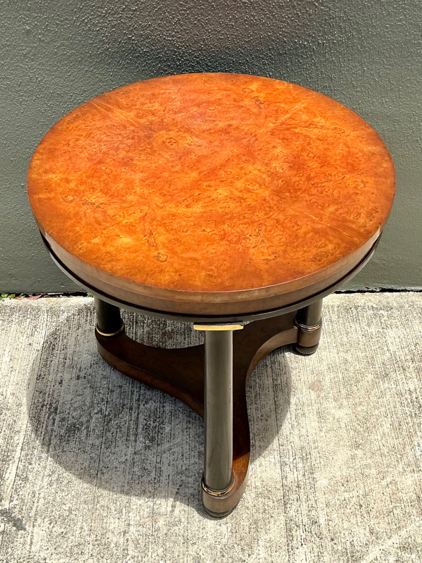 Vintage Richel Muebles Neoclassical Burl Side Table - Side view