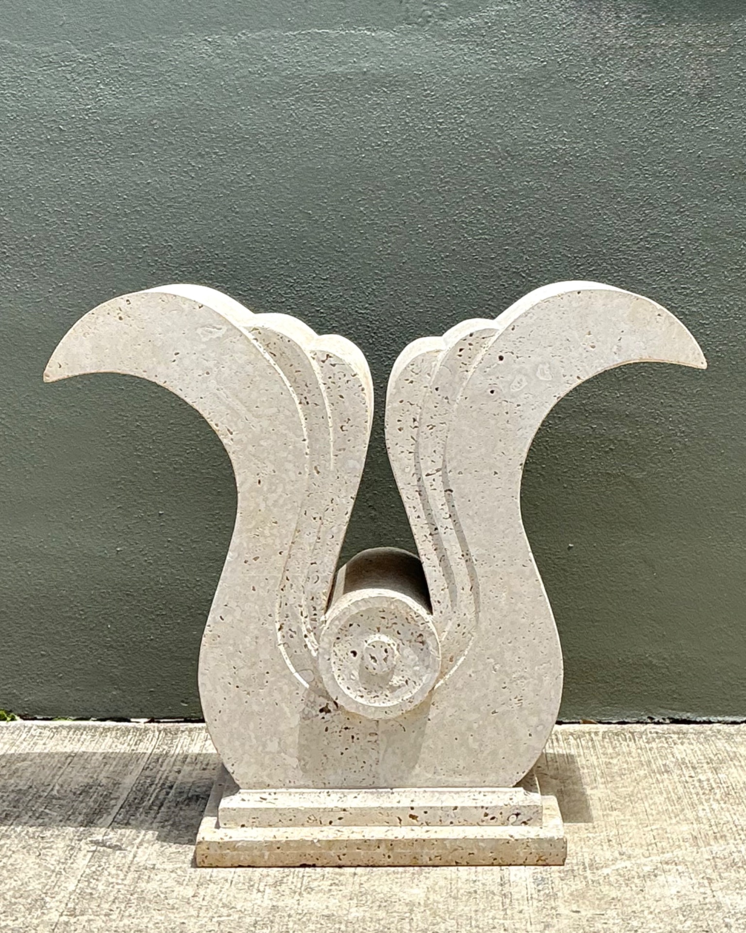 Vintage Deco Coquina Console Table Pedestal - Side view