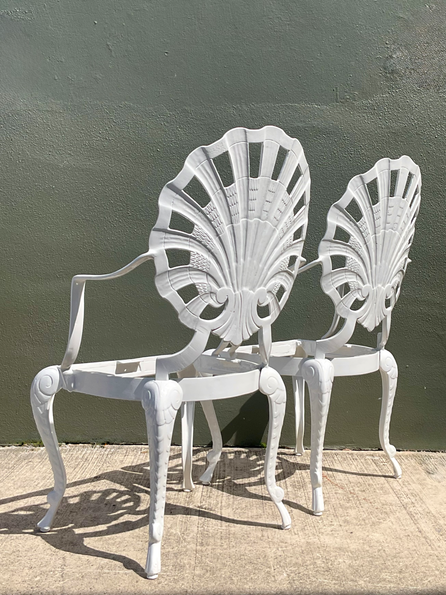 Vintage Cast Aluminum Shell Back Grotto Chairs - Pair - Top view