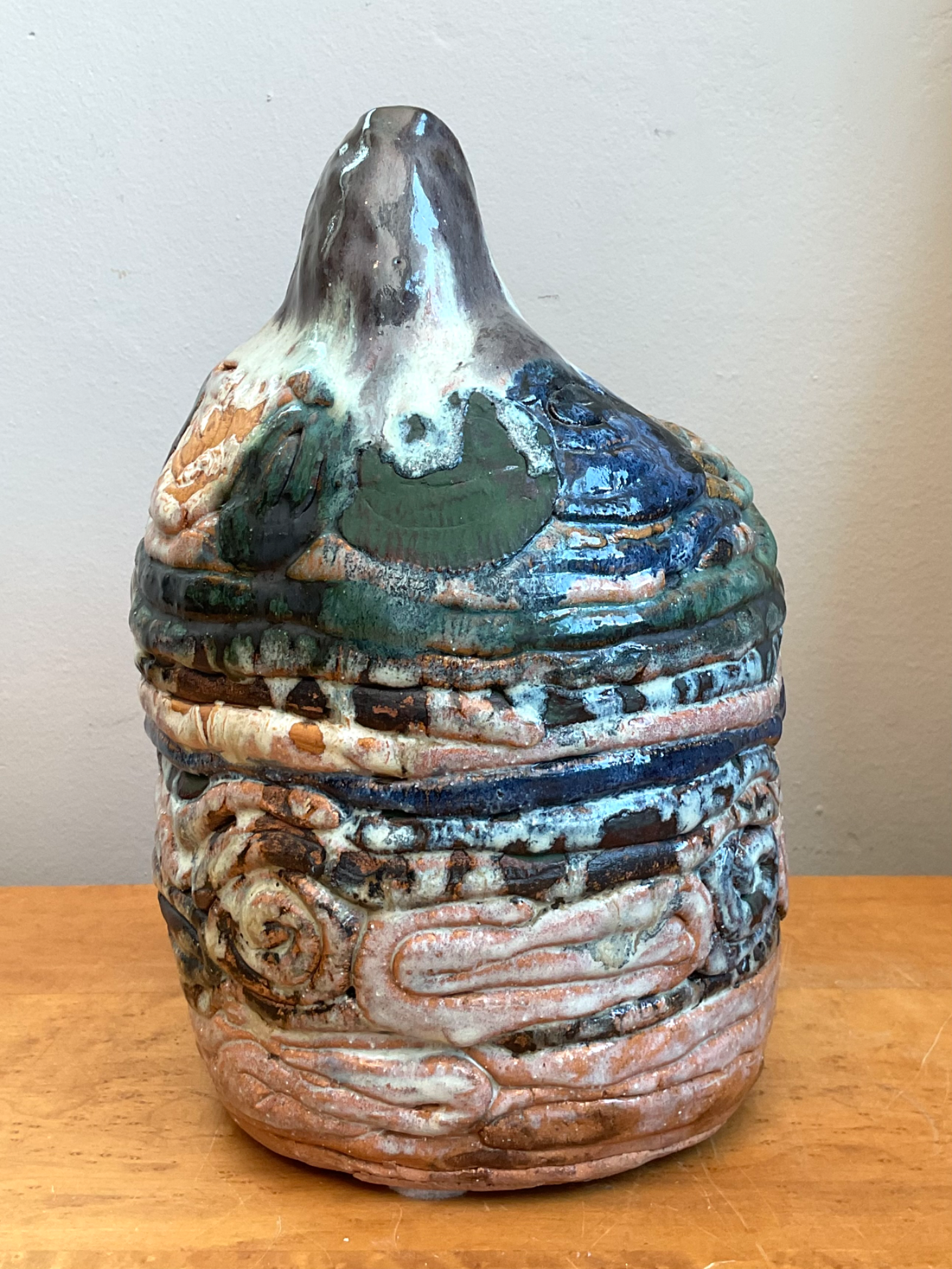 Vintage Abstract Ceramic Coil Vase - Back view