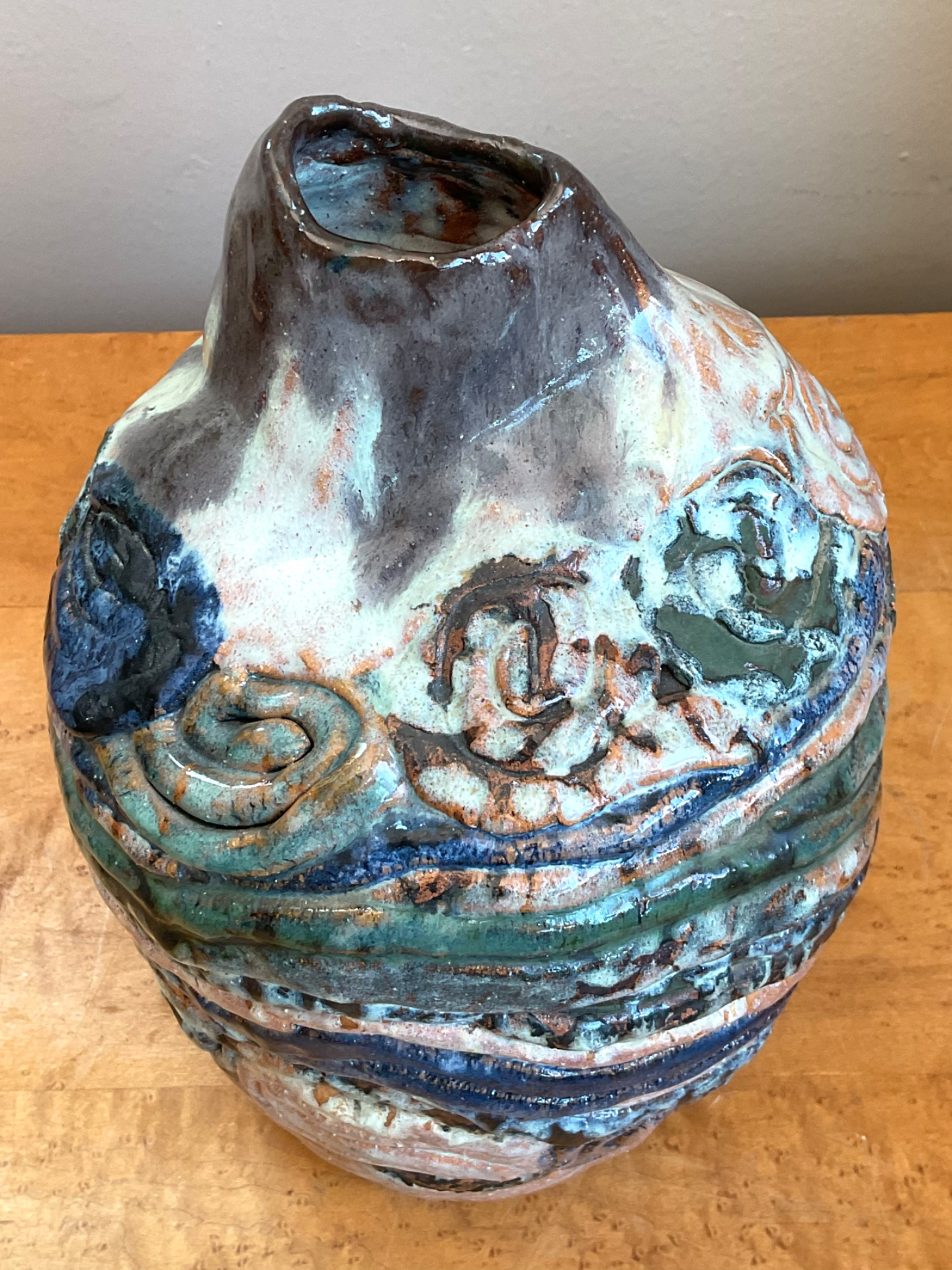 Vintage Abstract Ceramic Coil Vase - Detail view