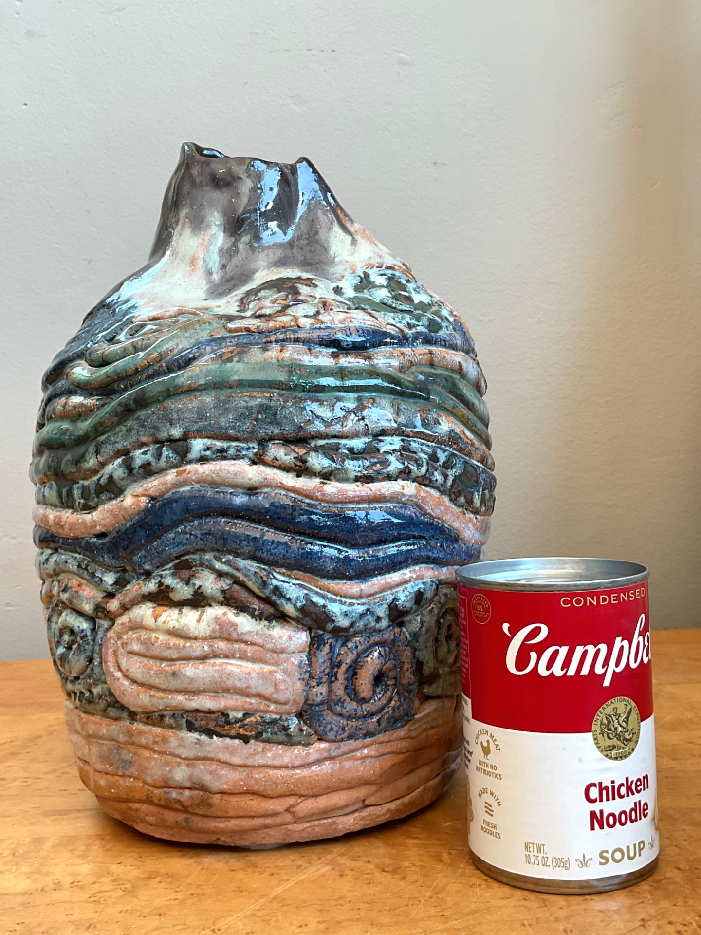 Vintage Abstract Ceramic Coil Vase - Top view