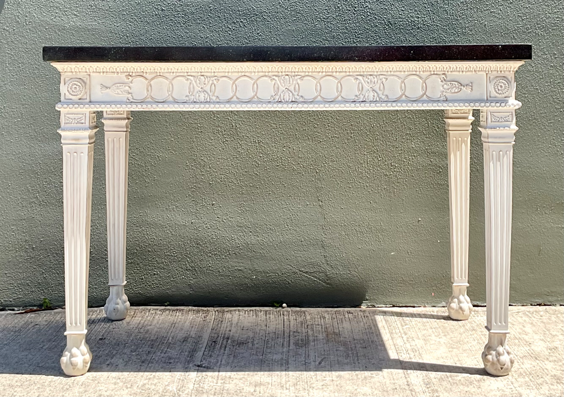 Vintage Stone and Wood Console Table - Back view