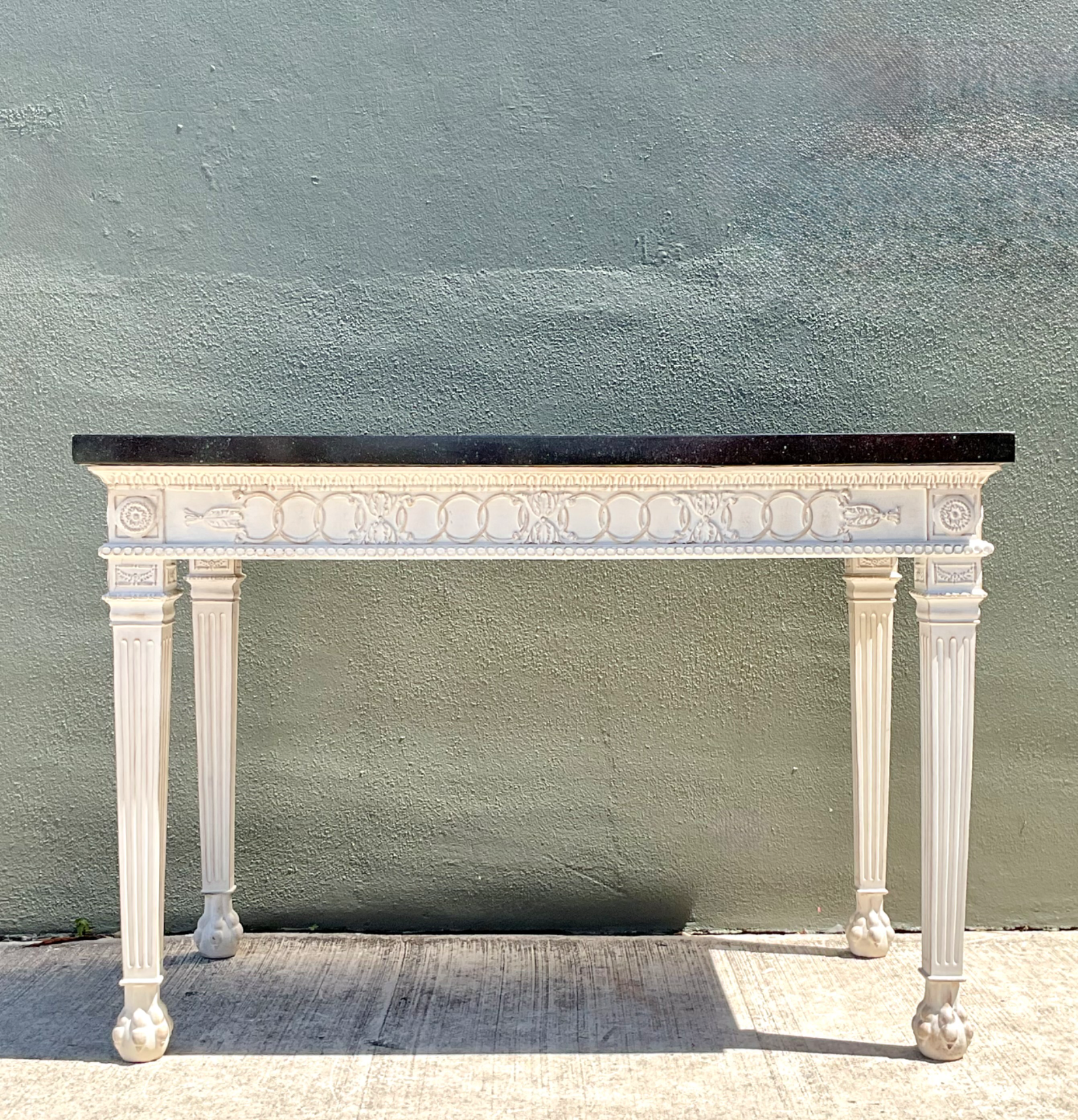 Vintage Stone and Wood Console Table - Detail view