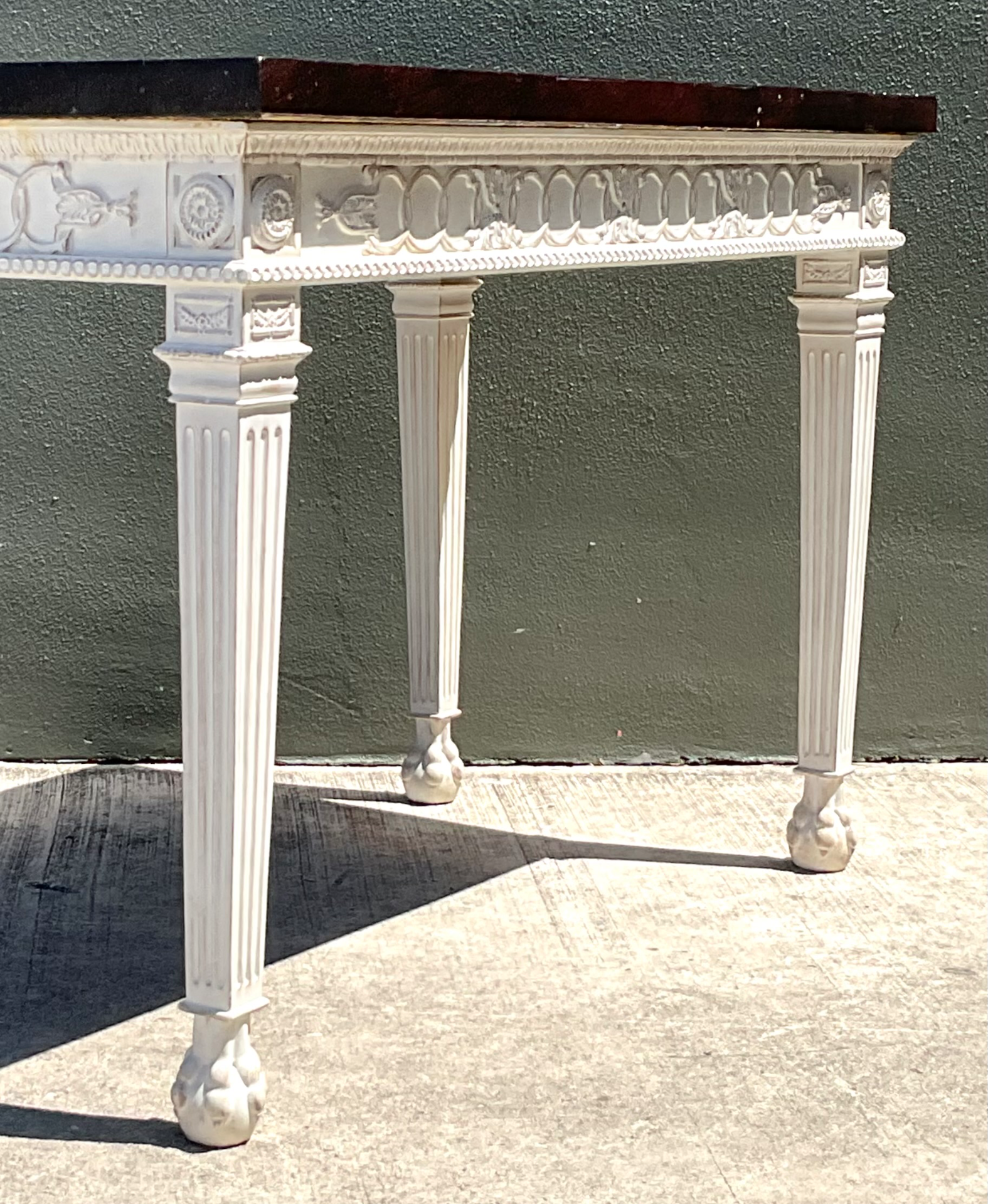 Vintage Stone and Wood Console Table - Top view