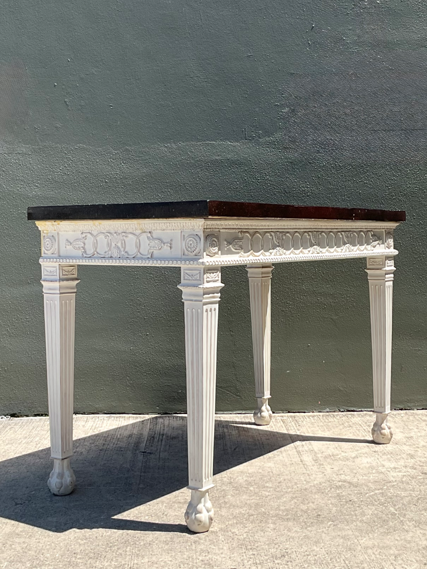 Vintage Stone and Wood Console Table - Side view