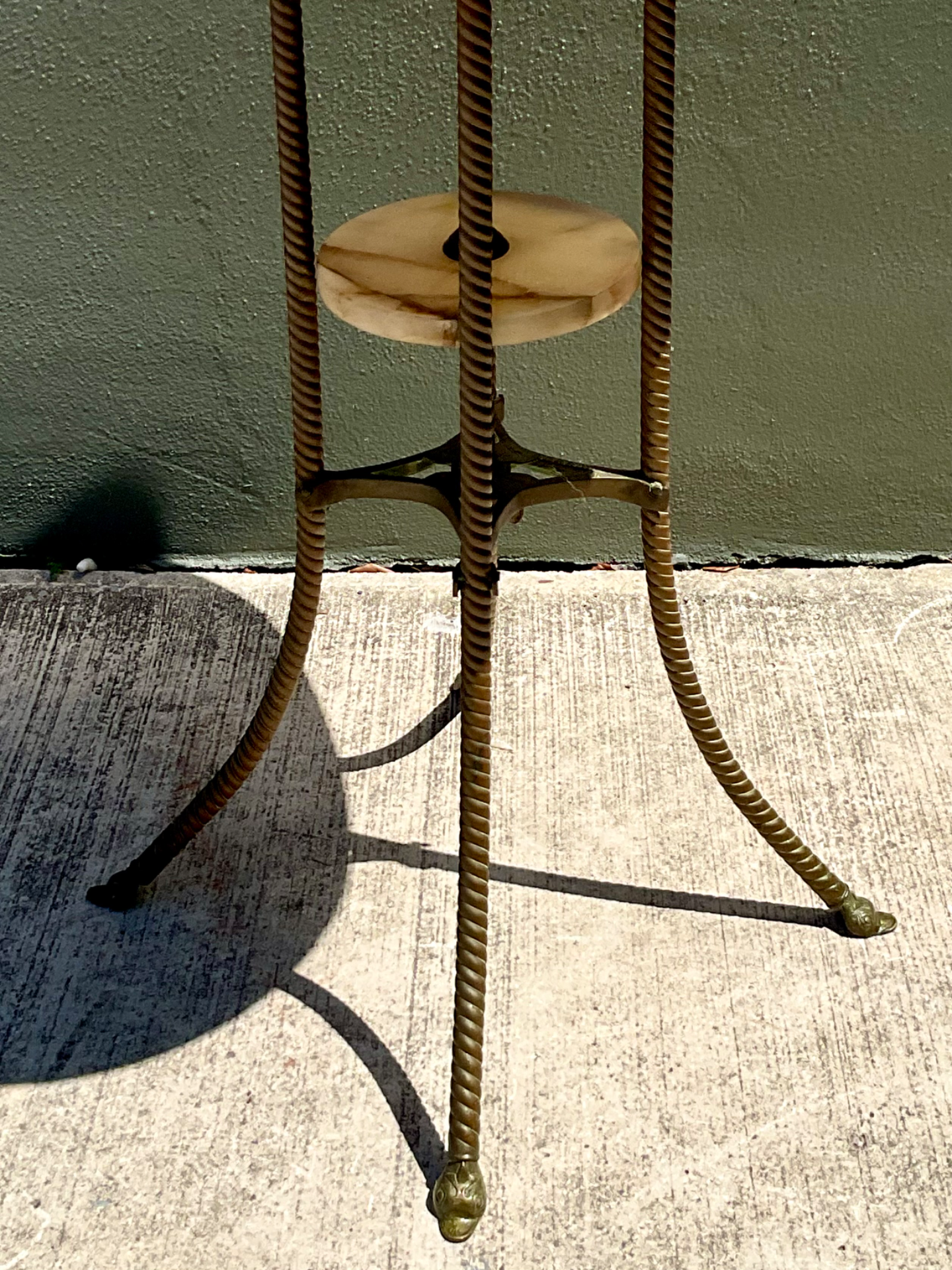 Vintage Greek Key Brass and Onyx Accent Table - Top view