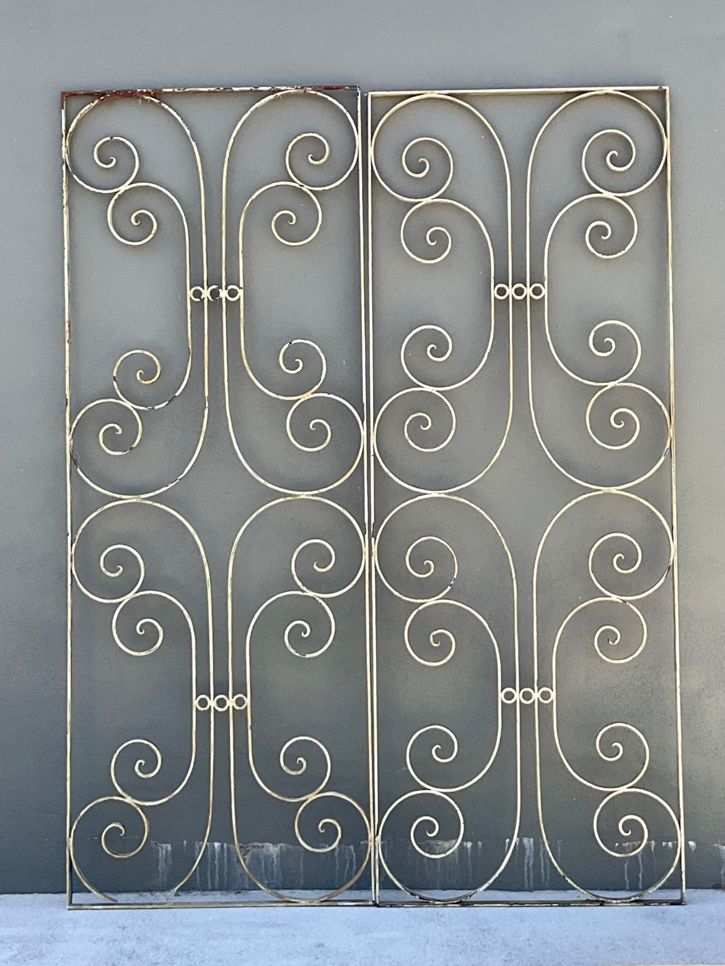 Vintage Wrought Iron Scrollwork Panels - Detail view