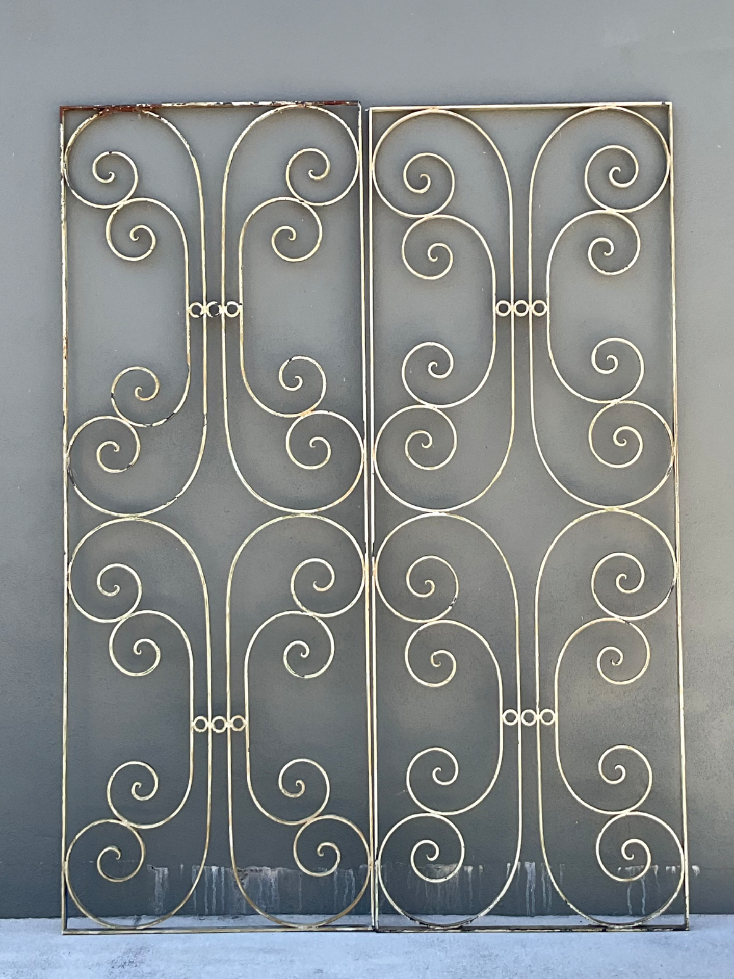 Vintage Wrought Iron Scrollwork Panels - Side view