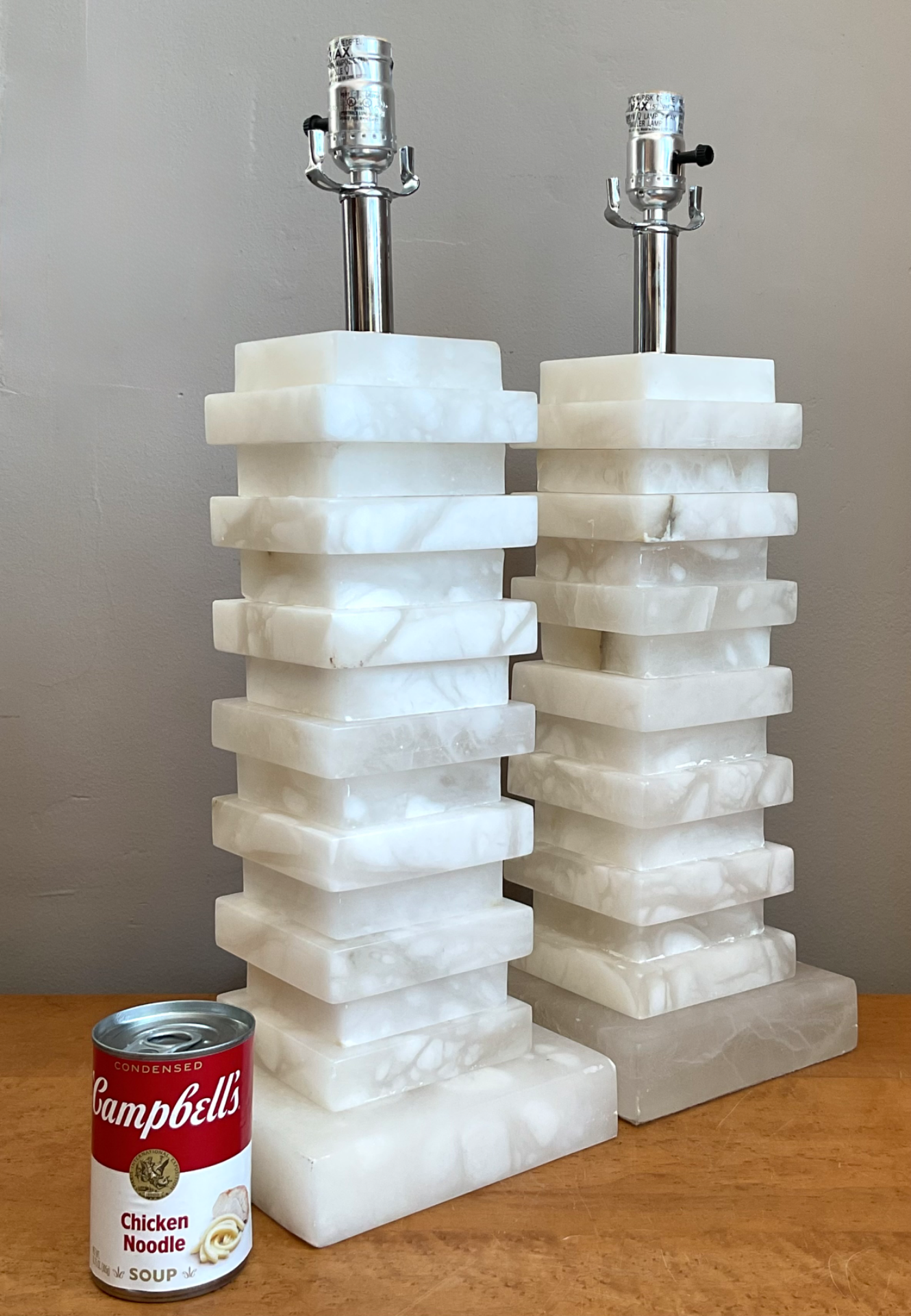 Vintage Stacked Stone Table Lamps - Pair - Detail view