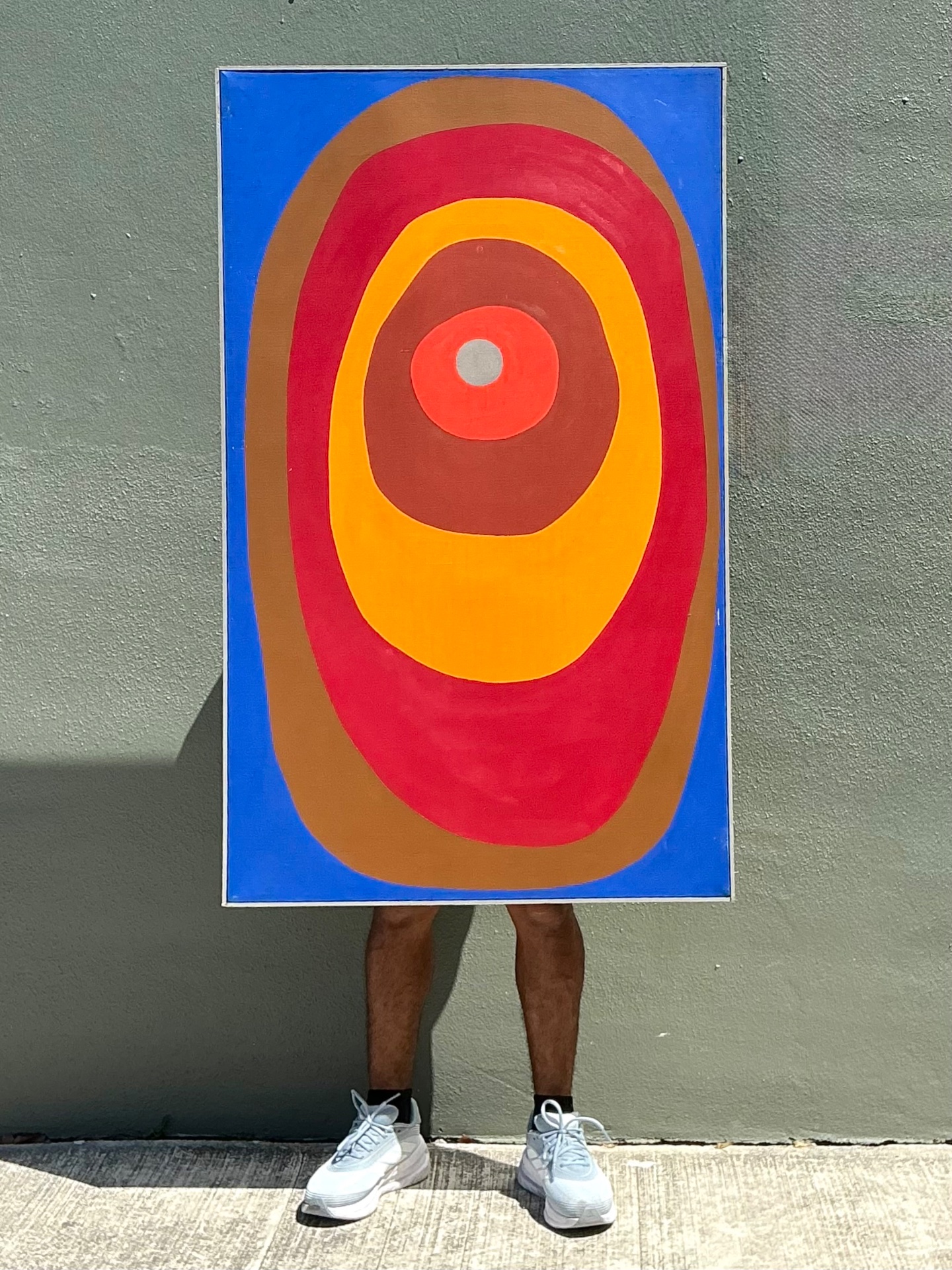 Vintage Original Abstract Painting on Canvas - Top view
