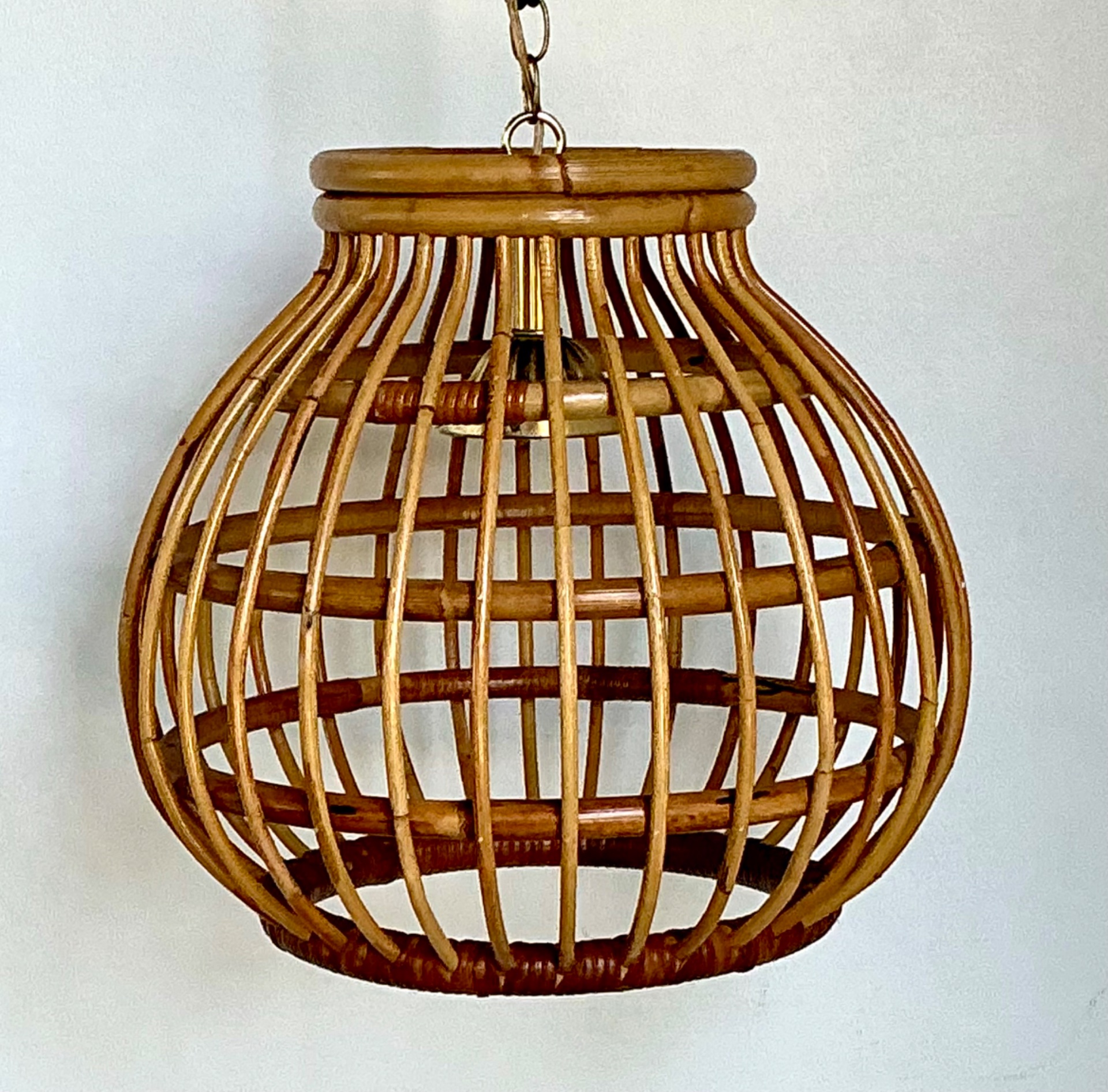 Vintage Rattan Pendant Light - Side view