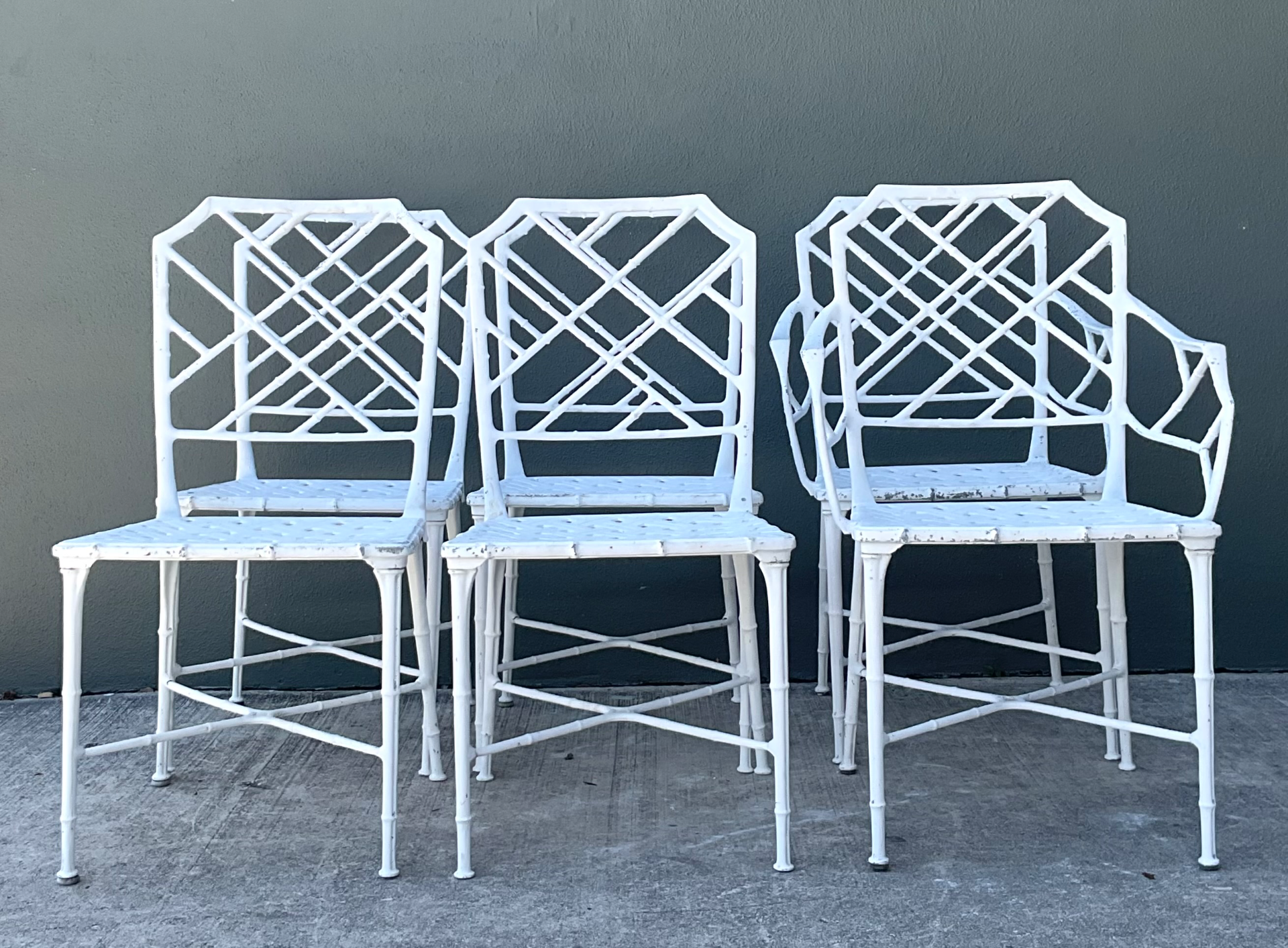 Vintage Brown Jordan “Calcutta” Cast Aluminum Dining Chairs - Set Of 6 - Back view