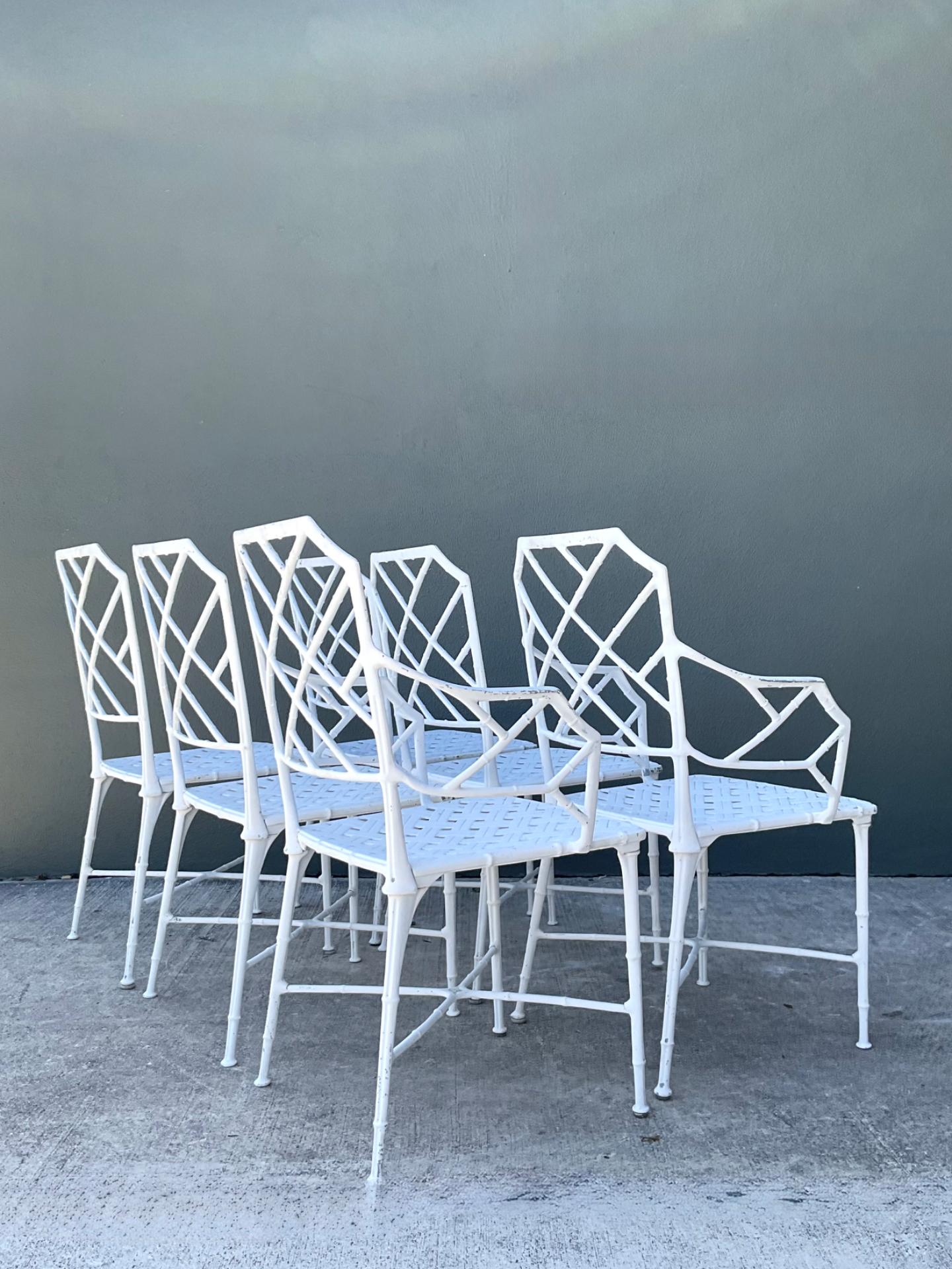 Vintage Brown Jordan “Calcutta” Cast Aluminum Dining Chairs - Set Of 6 - Top view