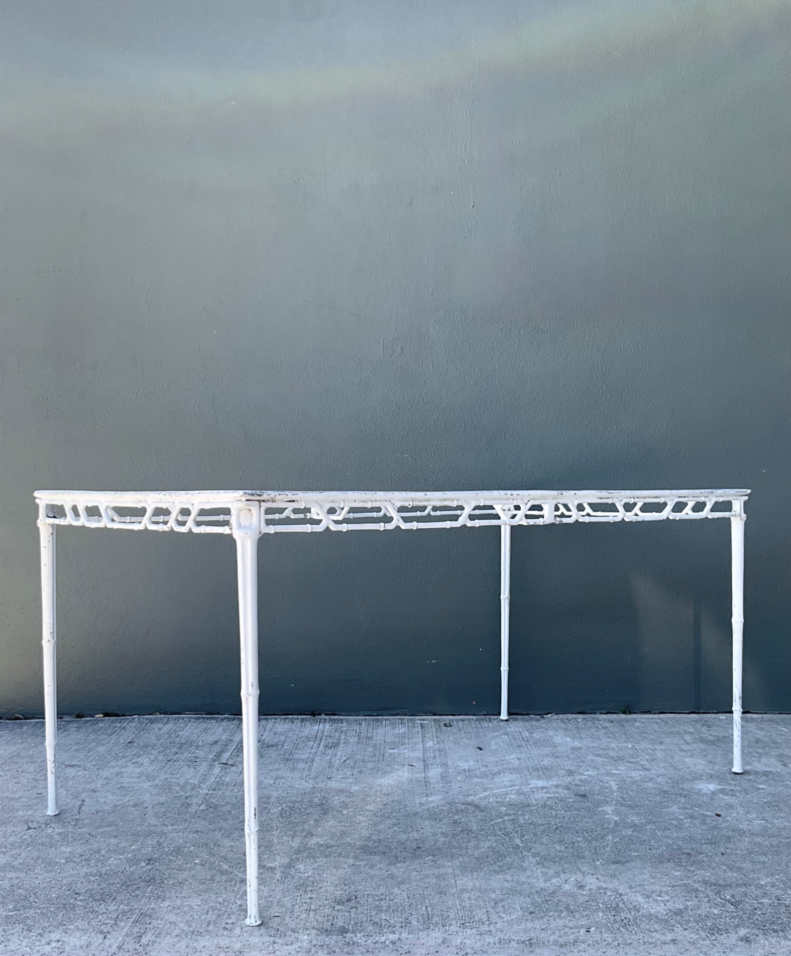 Vintage Brown Jordan “Calcutta” Metal Patio Dining Table with Glass Top - Side view