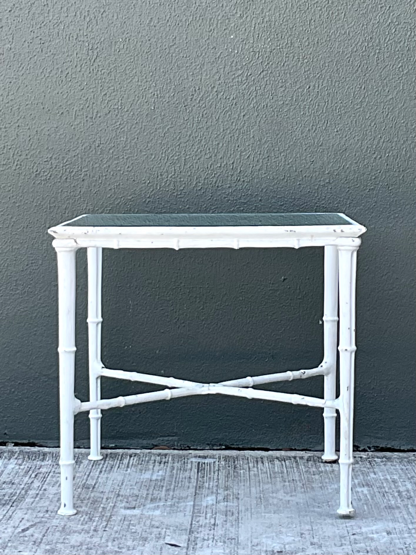 Vintage Brown Jordan “Calcutta” Metal and Glass Side Table - Side view