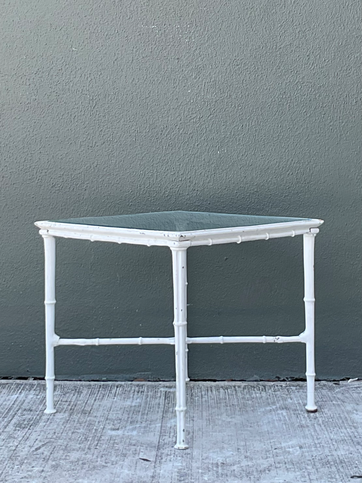 Vintage Brown Jordan “Calcutta” Metal and Glass Side Table - Top view