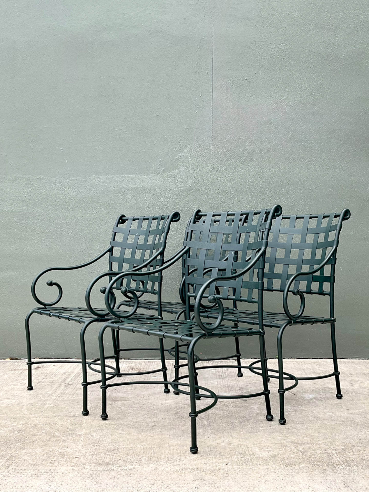 Brown Jordan “Florentine” Aluminum Outdoor Armchairs - Set of Four - Side view