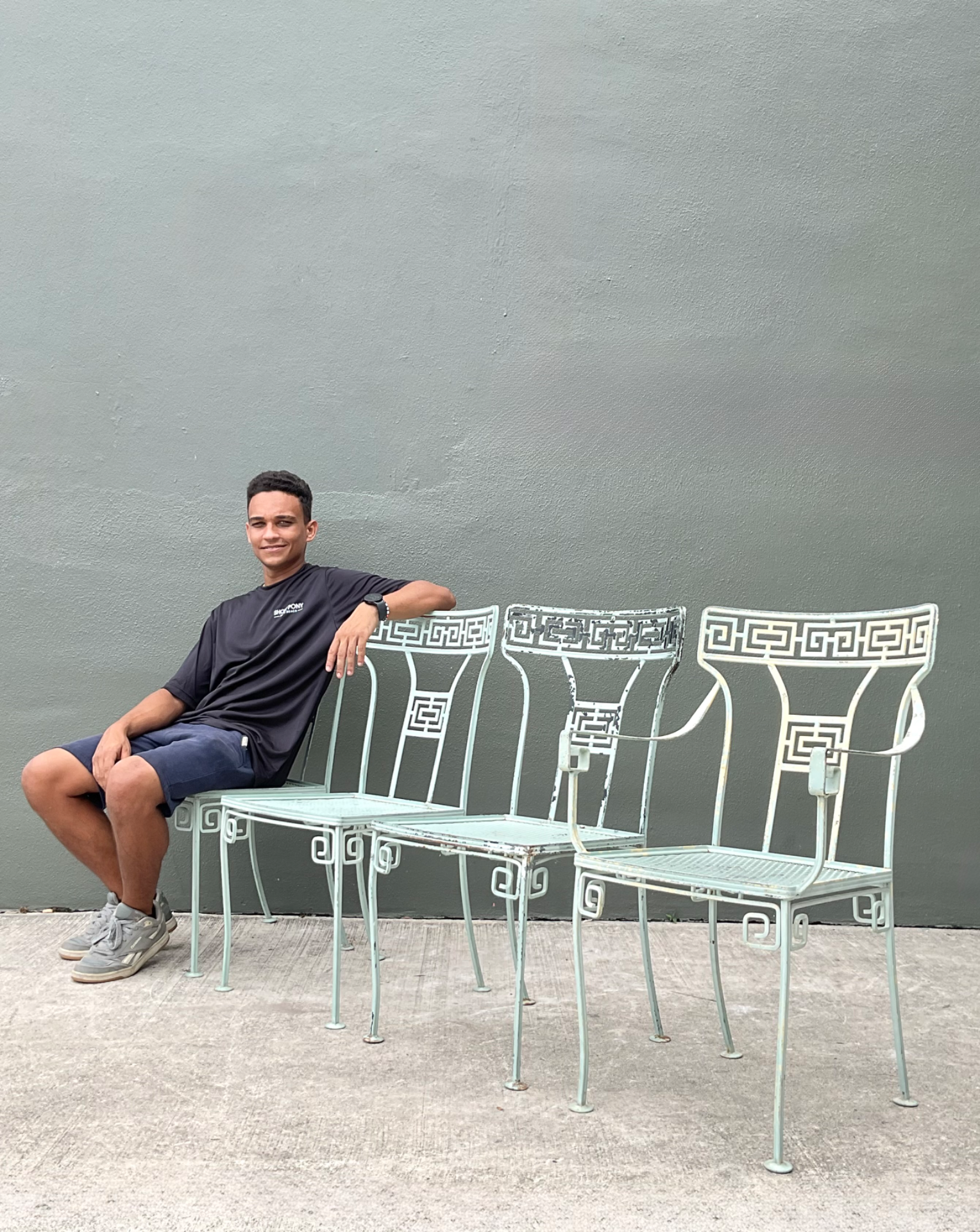 Vintage Meadowcraft Greek Key Outdoor Dining Chairs - Set of Four - Top view