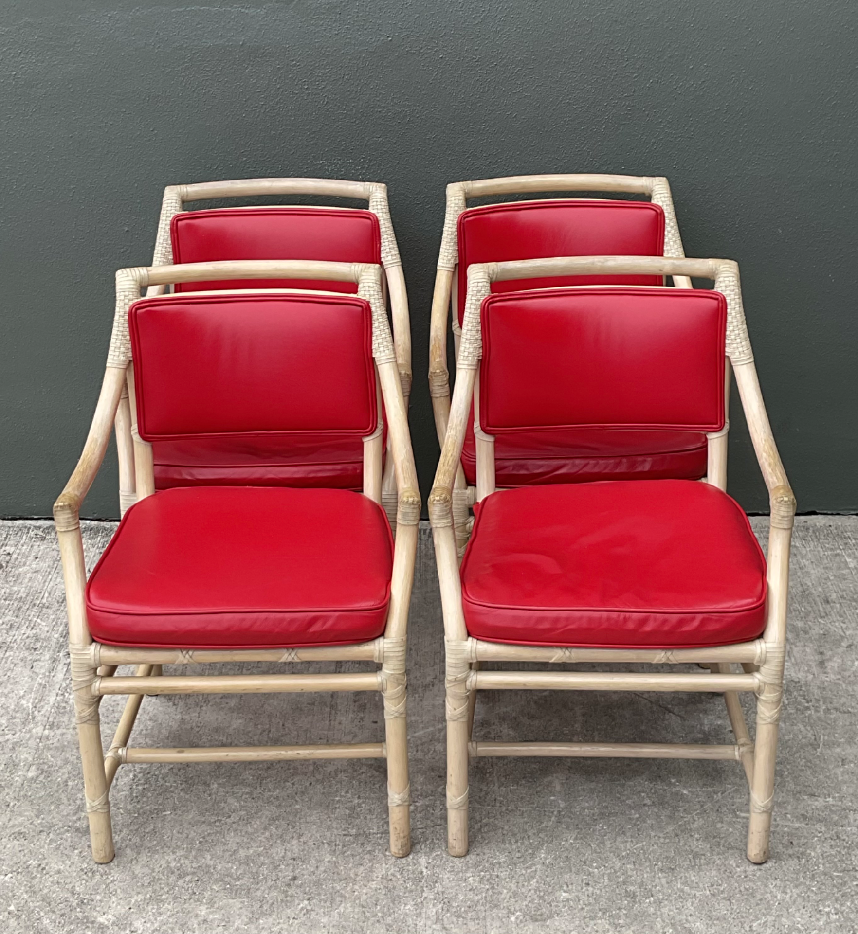 Vintage McGuire Rattan Dining Chairs - Set Of 4 - Side view