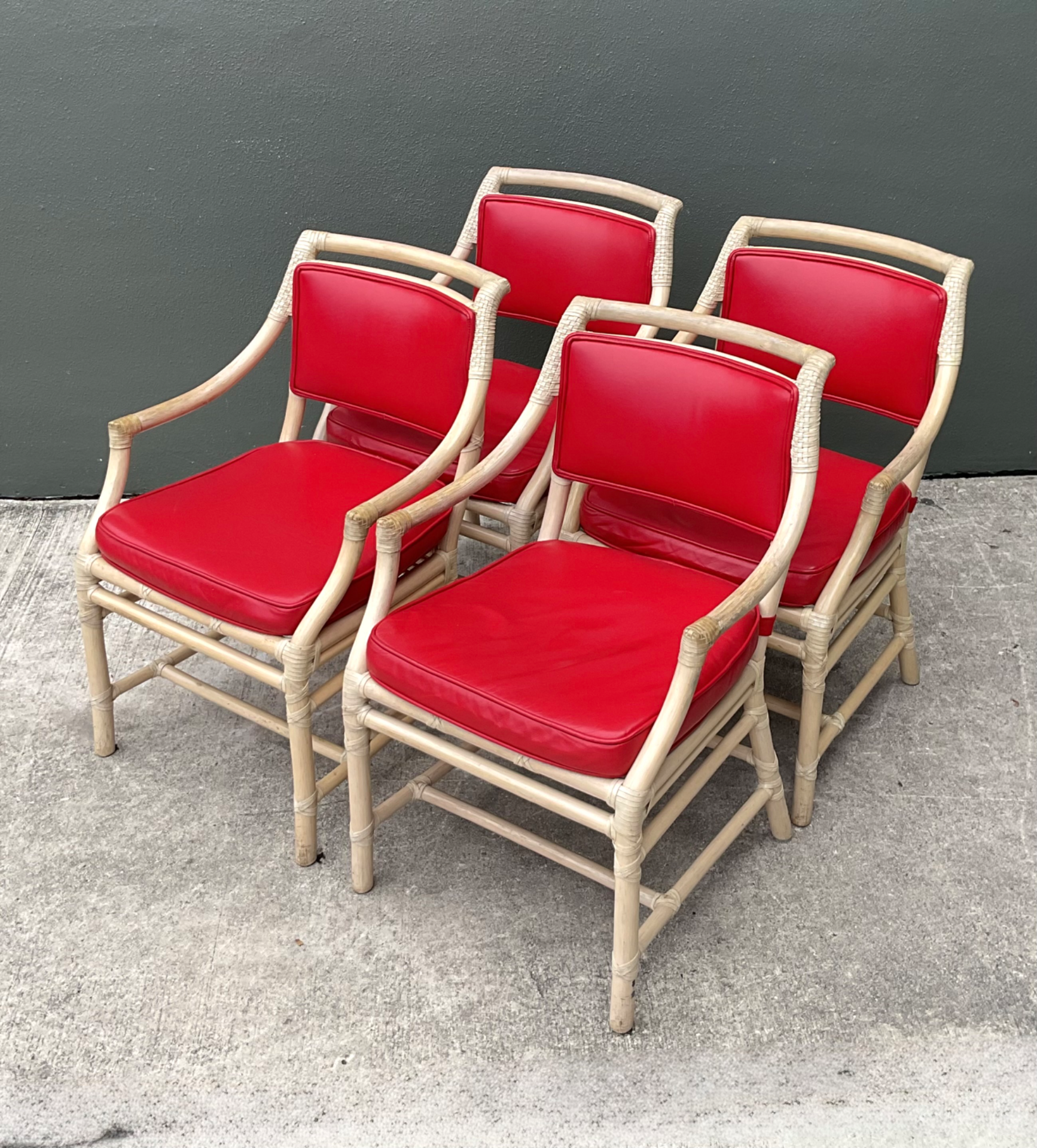 Vintage McGuire Rattan Dining Chairs - Set Of 4 - Top view