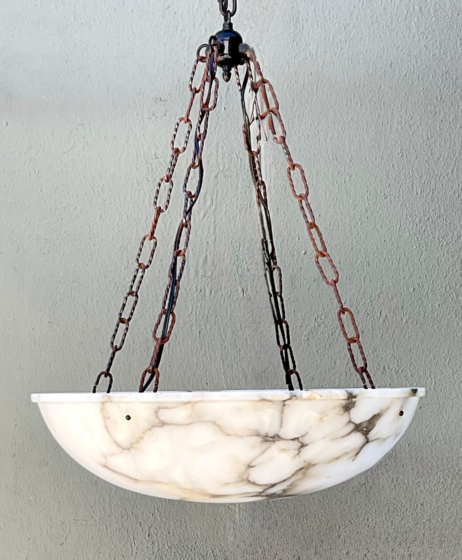 Vintage Alabaster Bowl Pendant Light - Top view