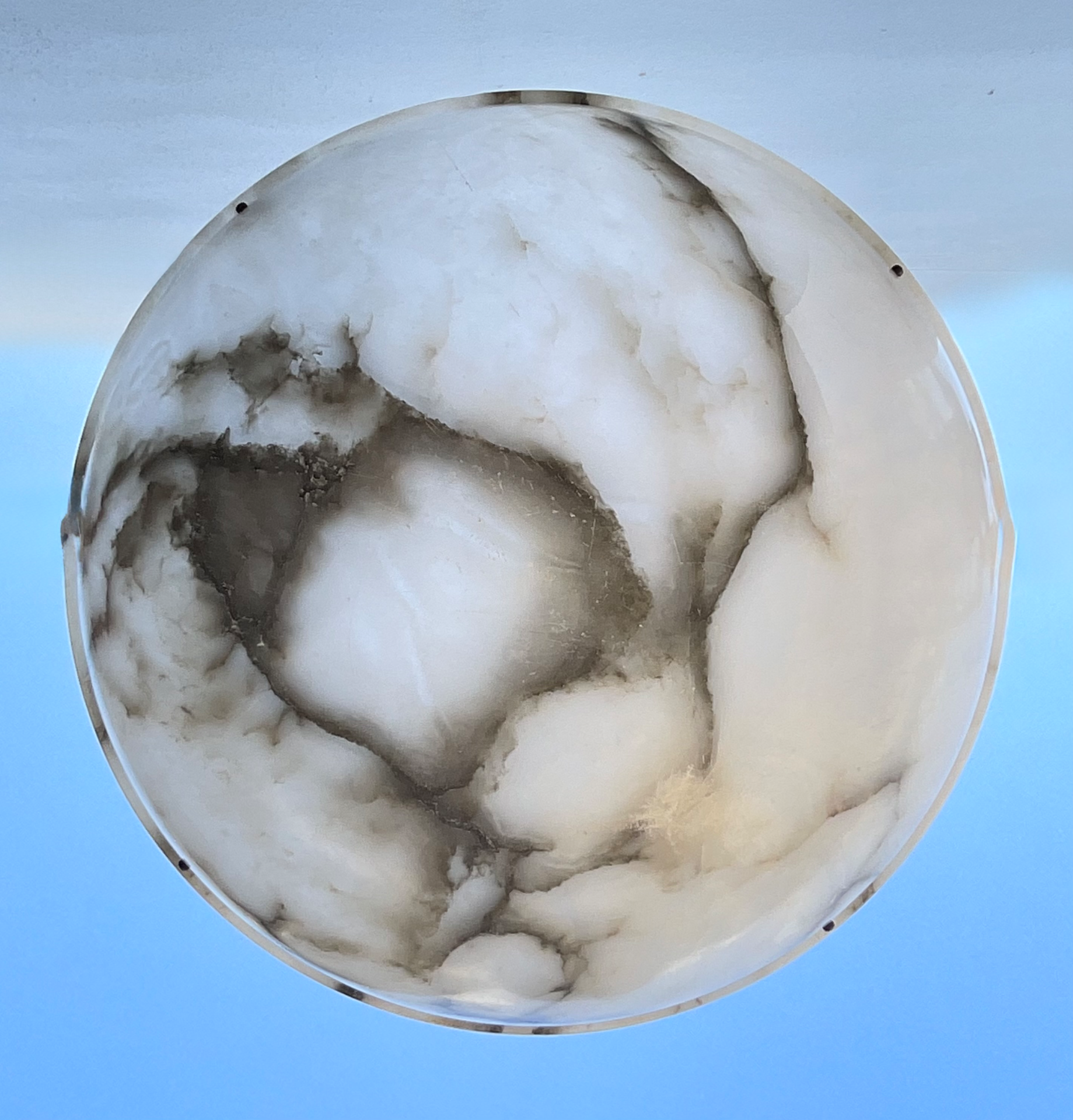 Vintage Alabaster Bowl Pendant Light - Back view