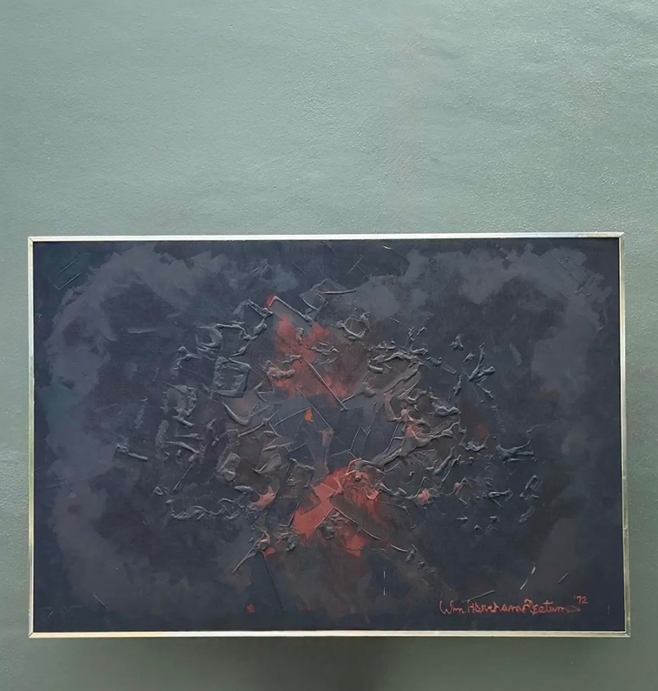 Vintage Monumental 1972 Abstract Textured Painting by William Hertrich - Detail view